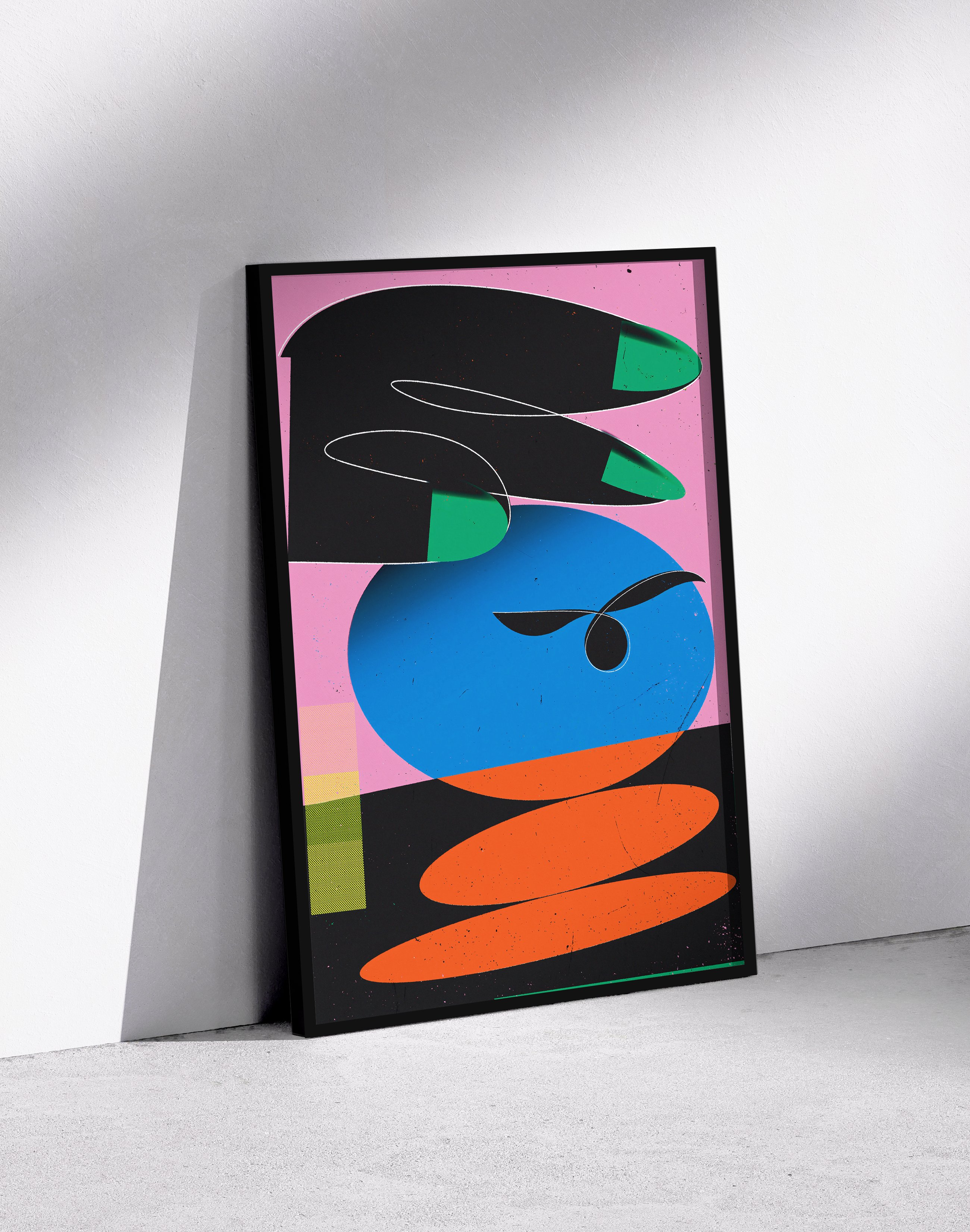 Neon Touch Modern Duvar Tablosu – Pembe Zeminli Abstract Grafik Poster