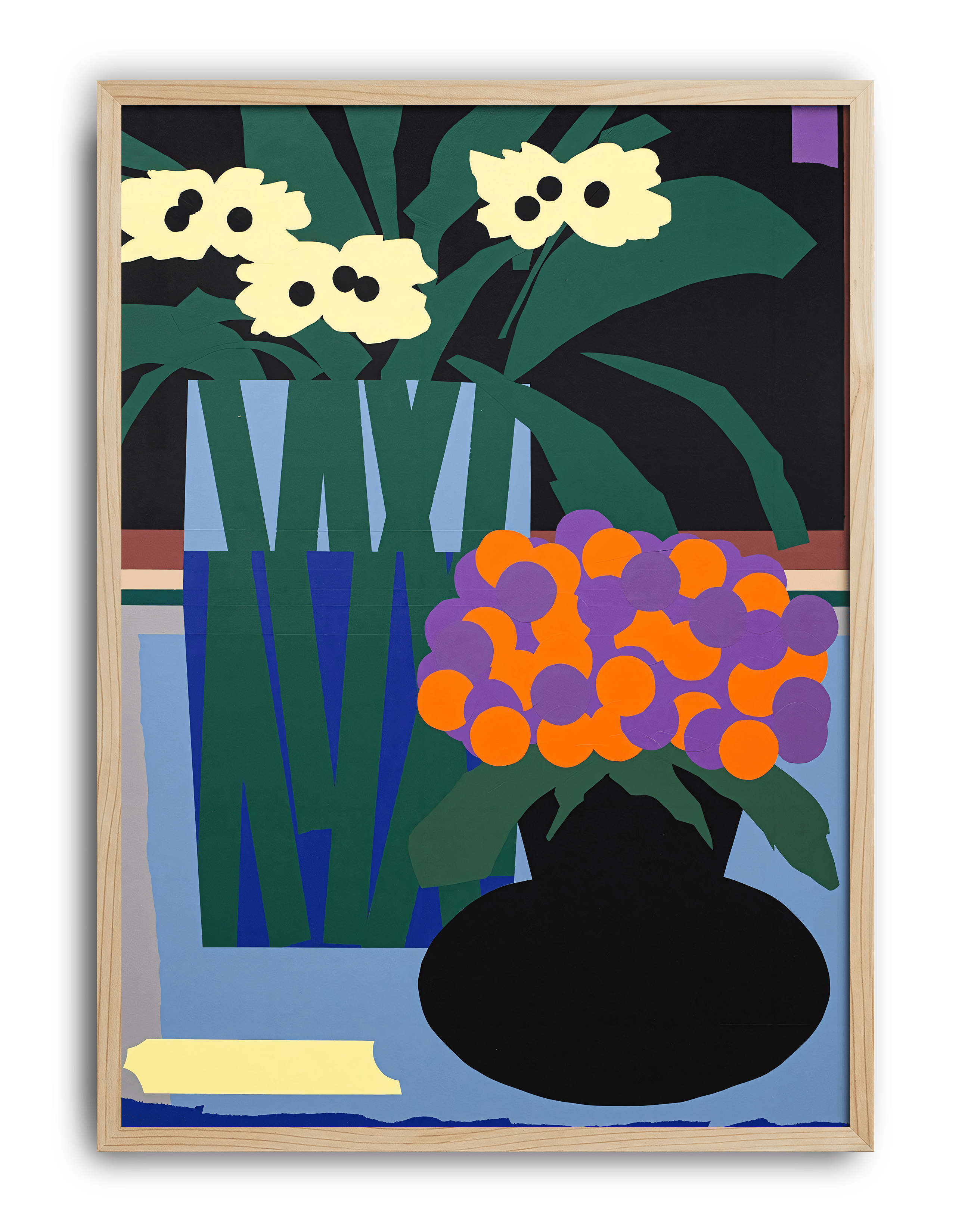 Night Garden Modern Duvar Tablosu – Renkli Botanik Vazo Poster