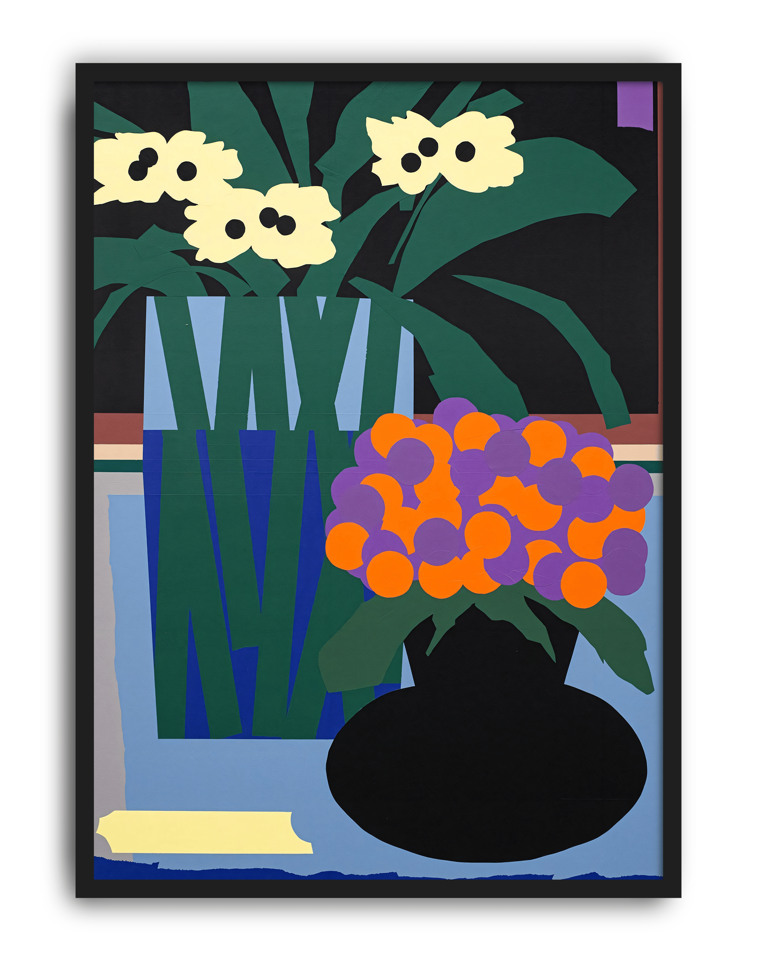 Night Garden Modern Duvar Tablosu – Renkli Botanik Vazo Poster