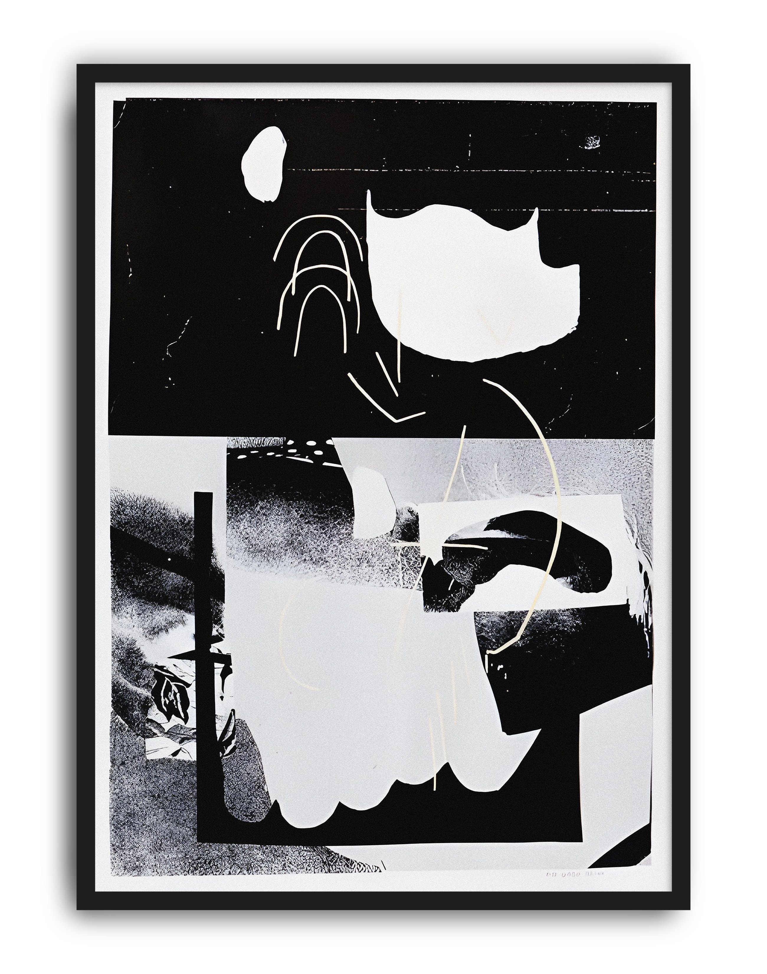Noir Bloom Modern Duvar Tablosu – Siyah Beyaz Abstract Poster