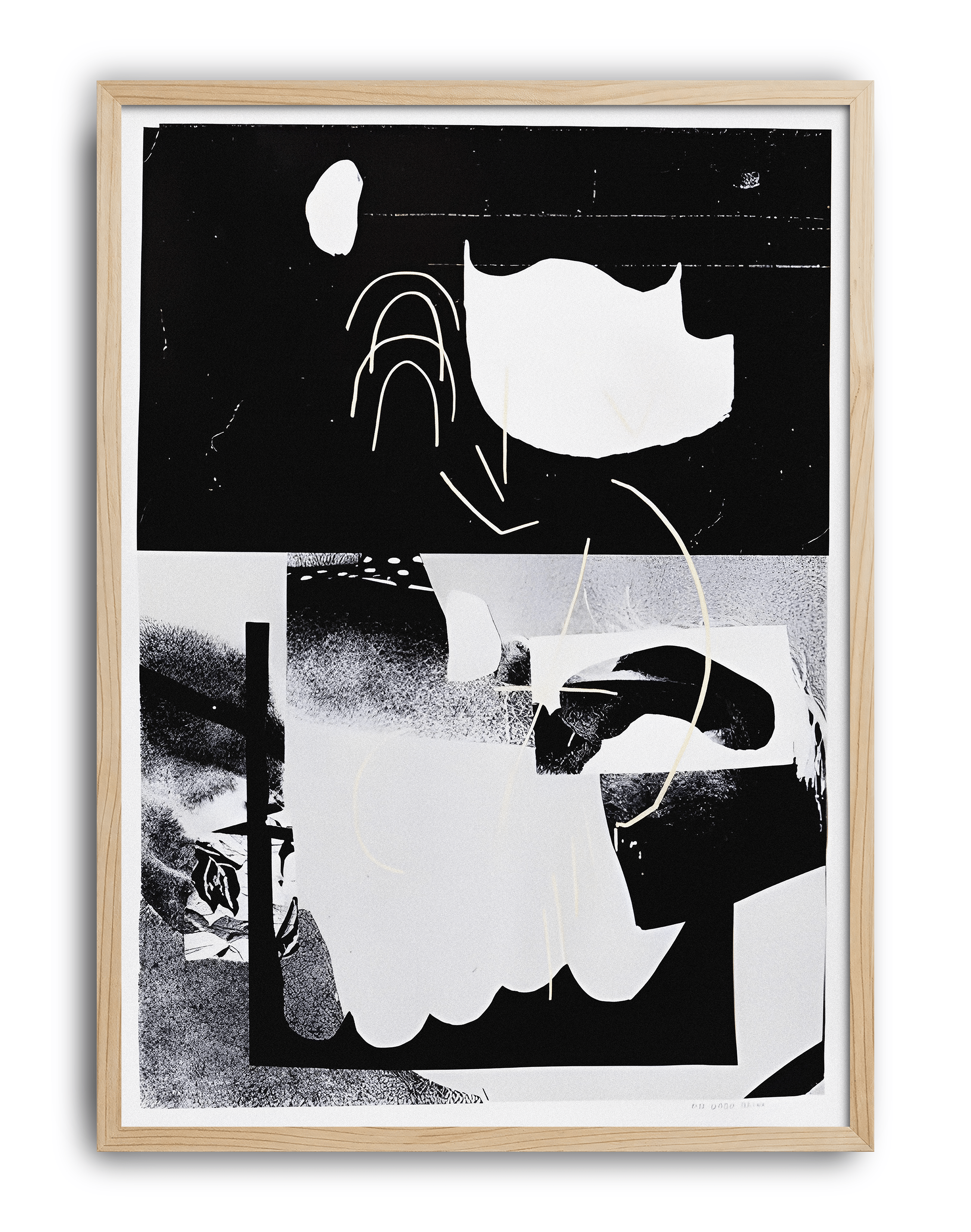 Noir Bloom Modern Duvar Tablosu – Siyah Beyaz Abstract Poster