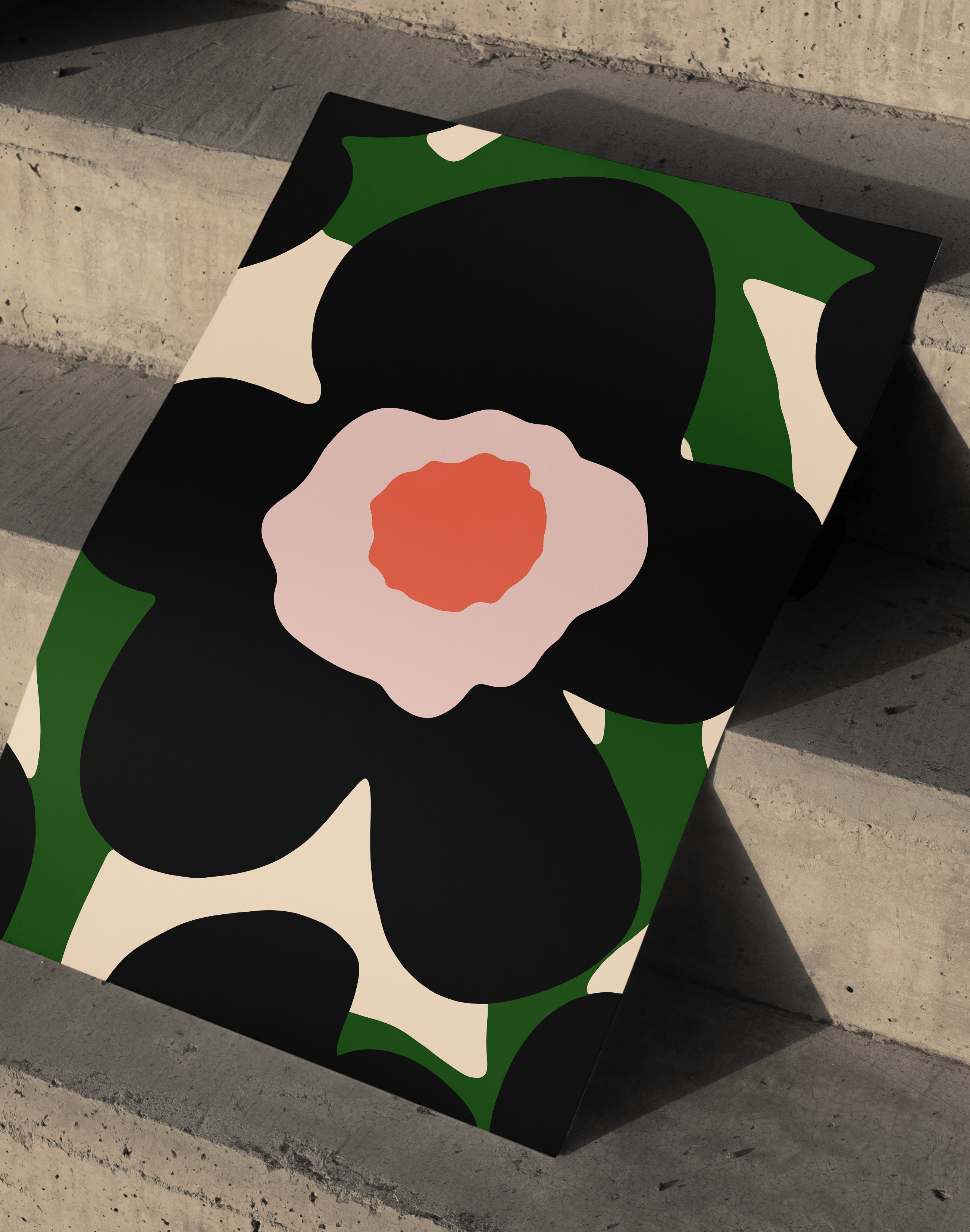 Noir Bloom Siyah Yeşil Soyut Çiçek Duvar Tablosu