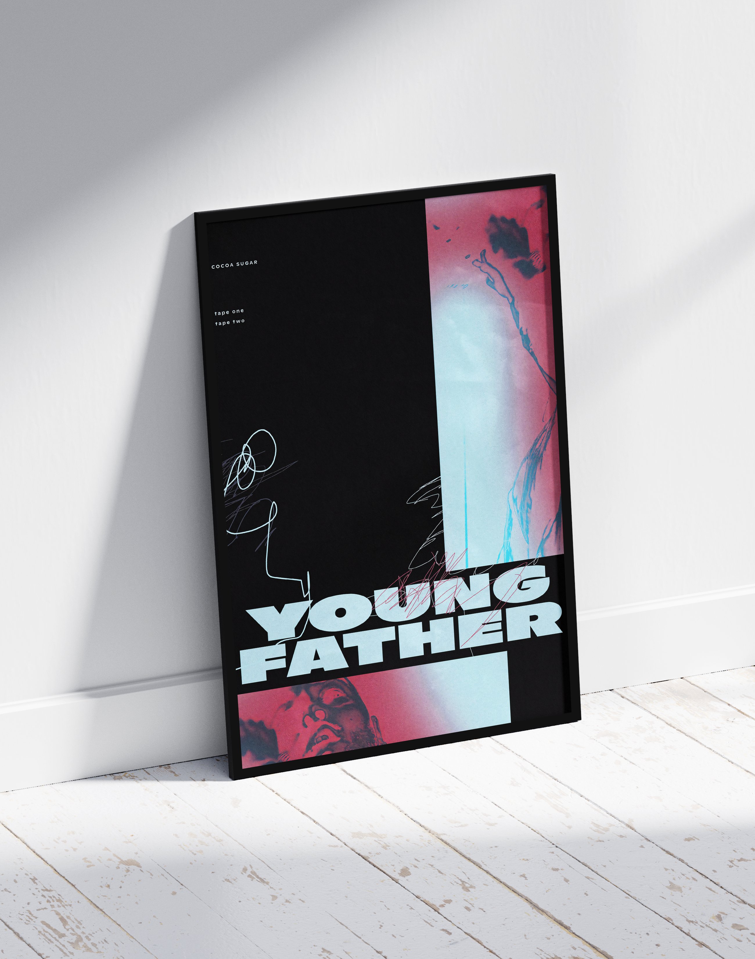 Noir Father Modern Duvar Tablosu – Siyah Pembe Tipografik Portre Poster