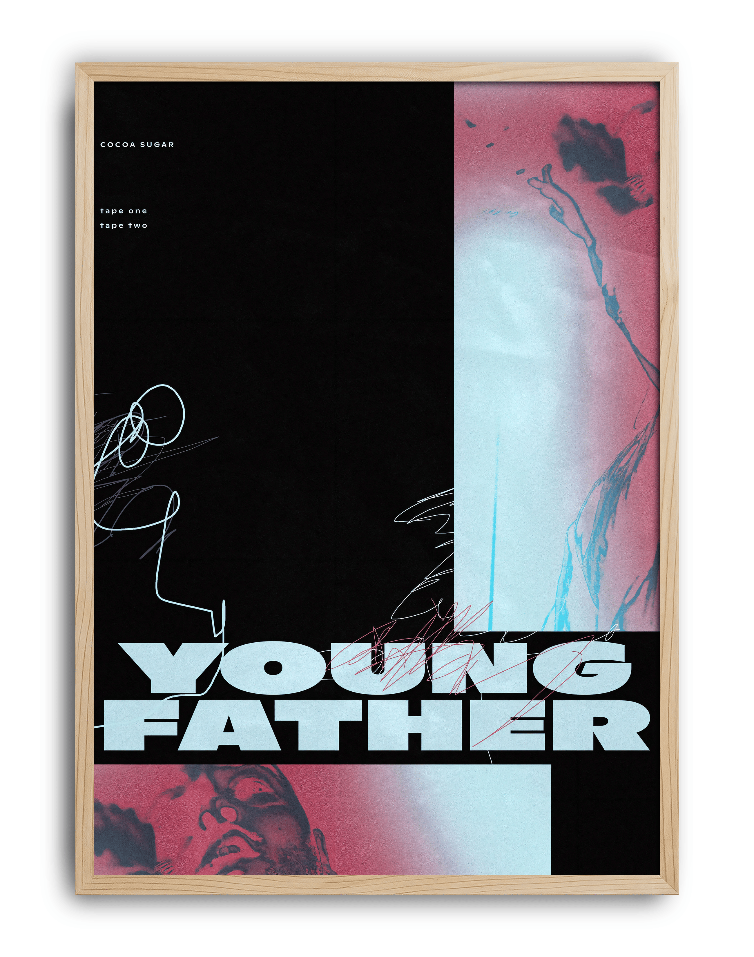 Noir Father Modern Duvar Tablosu – Siyah Pembe Tipografik Portre Poster