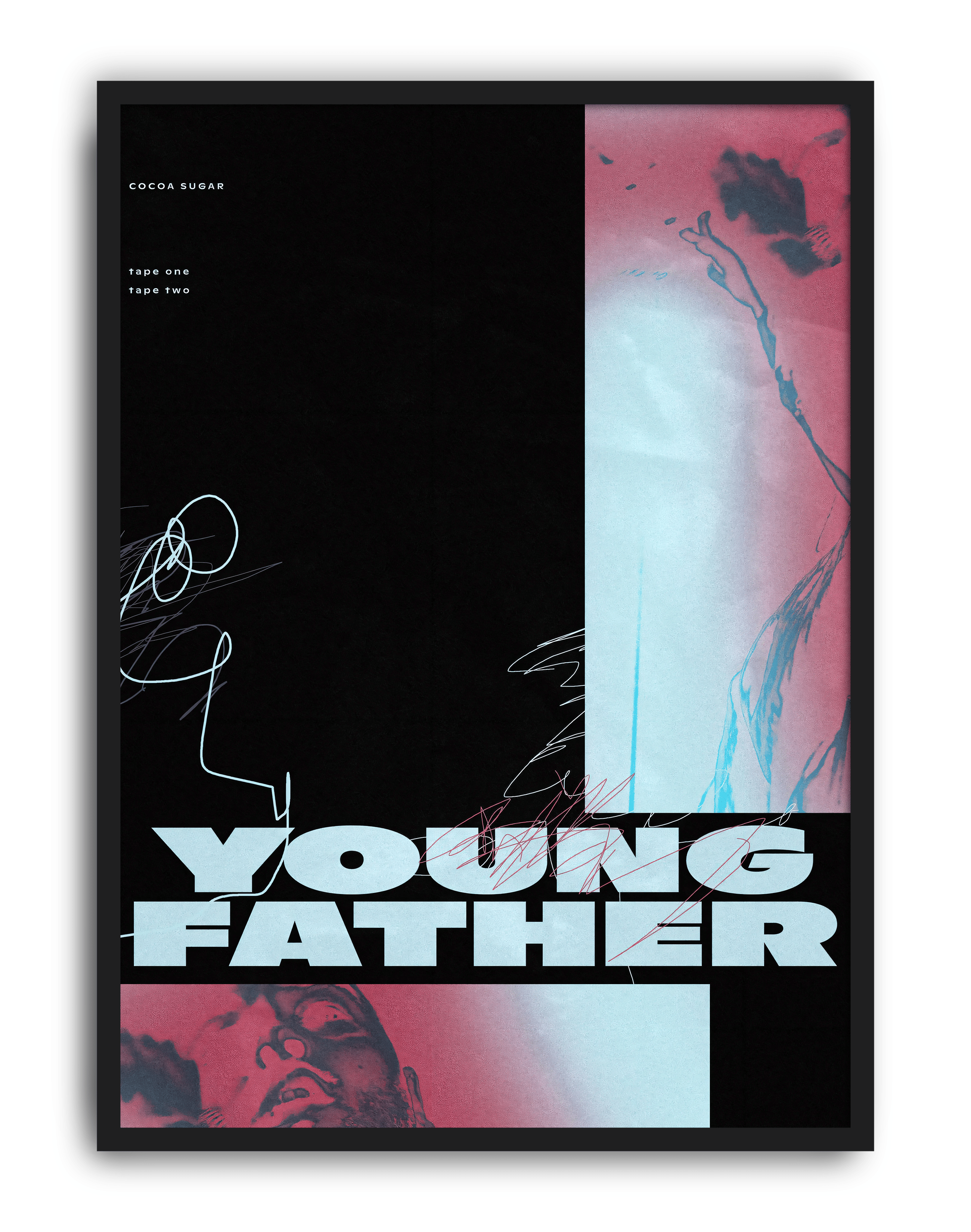 Noir Father Modern Duvar Tablosu – Siyah Pembe Tipografik Portre Poster