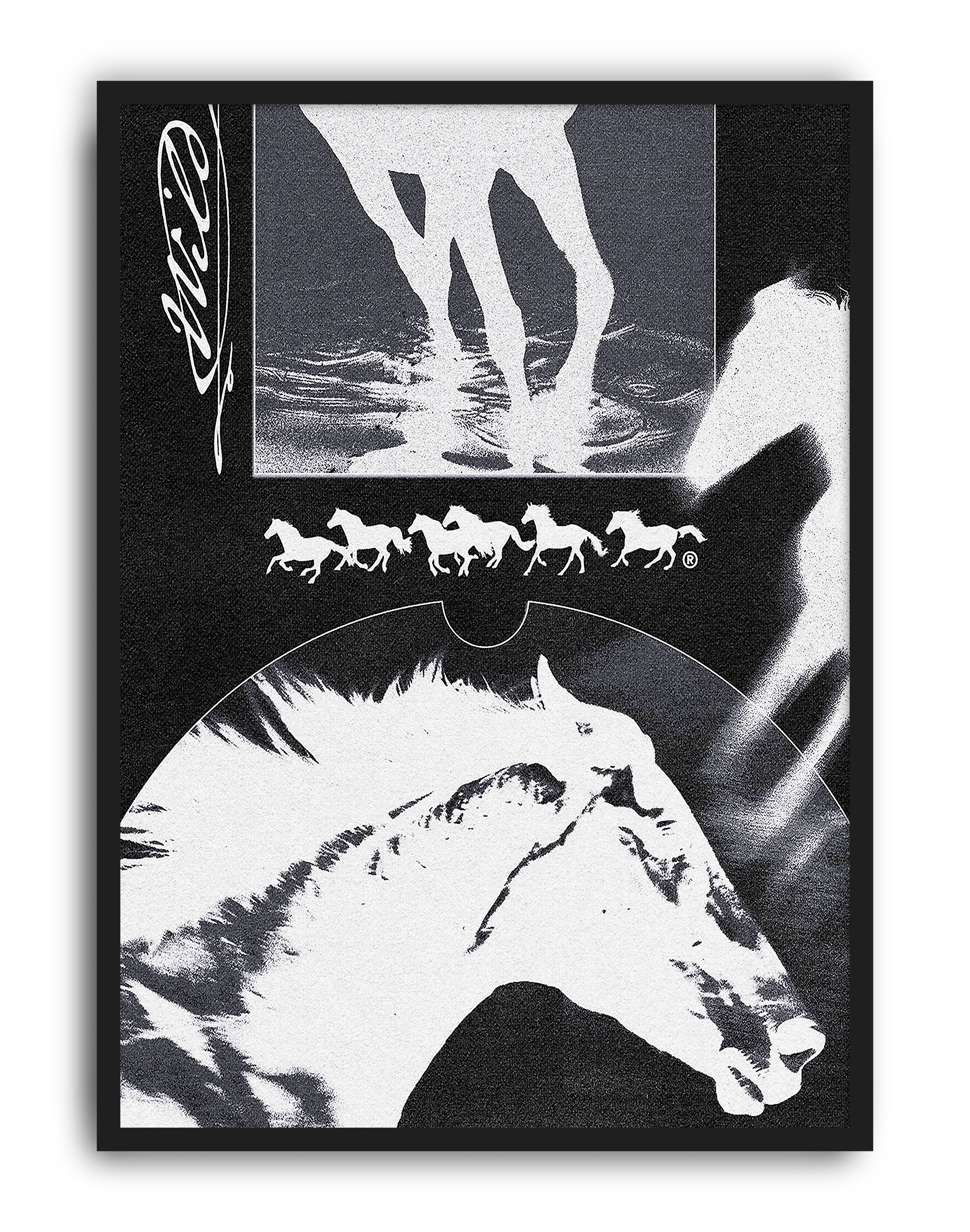 Noir Horse Modern Duvar Tablosu – Siyah Beyaz At Kolaj Poster