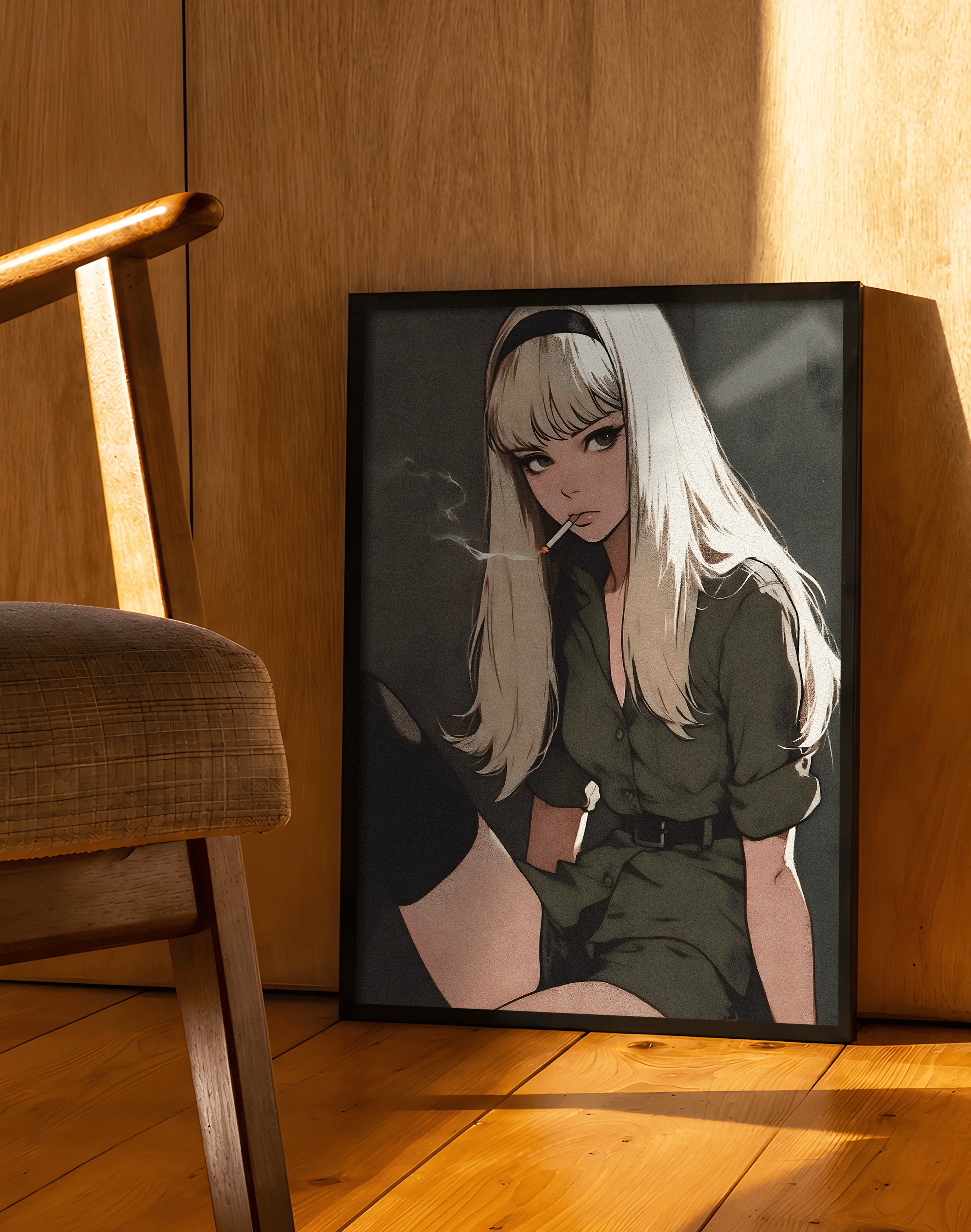 Noir Muse Modern Duvar Tablosu – Vintage Anime Kadın Poster