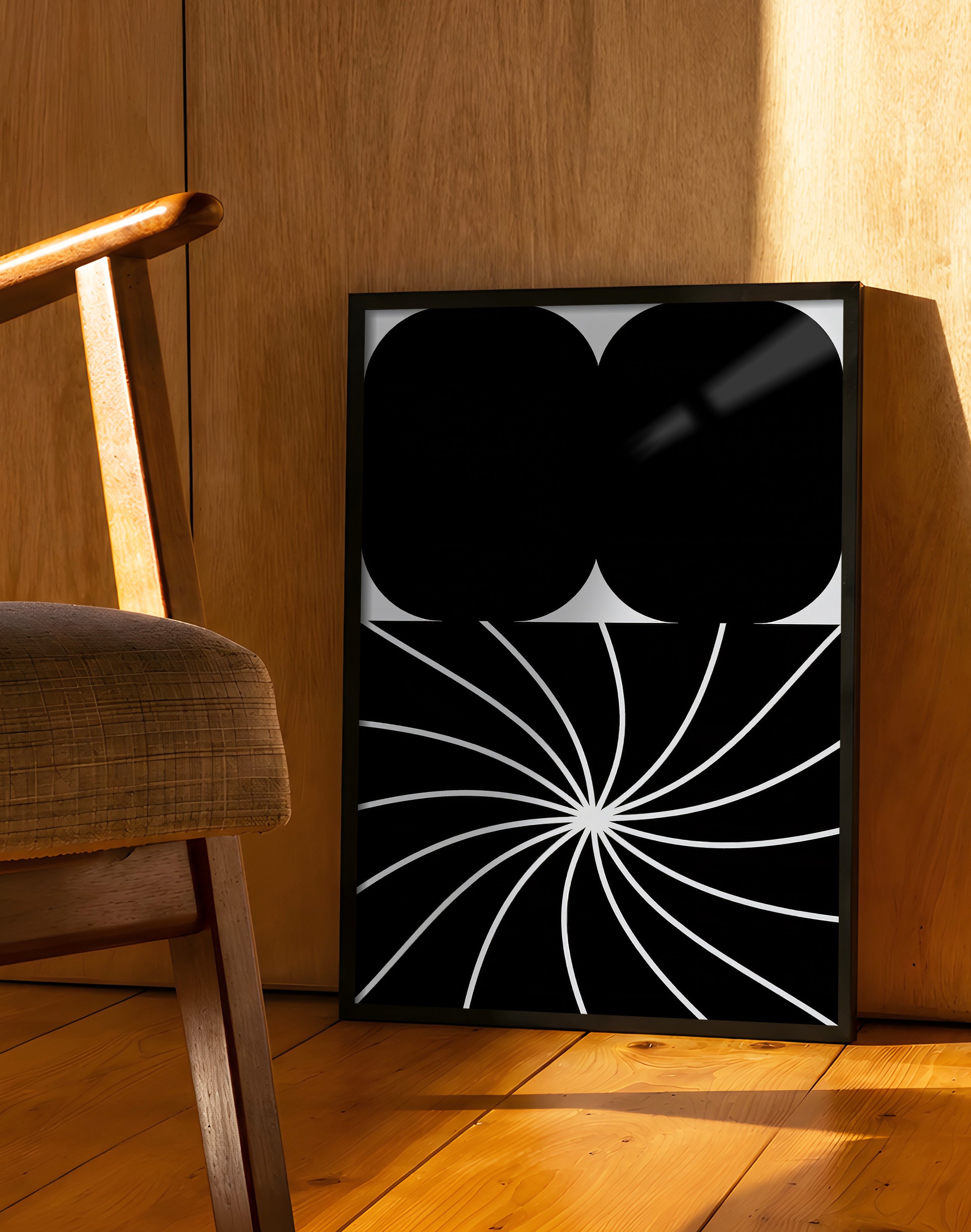 Optic Bloom Modern Duvar Tablosu – Siyah Beyaz Optik Abstract Poster