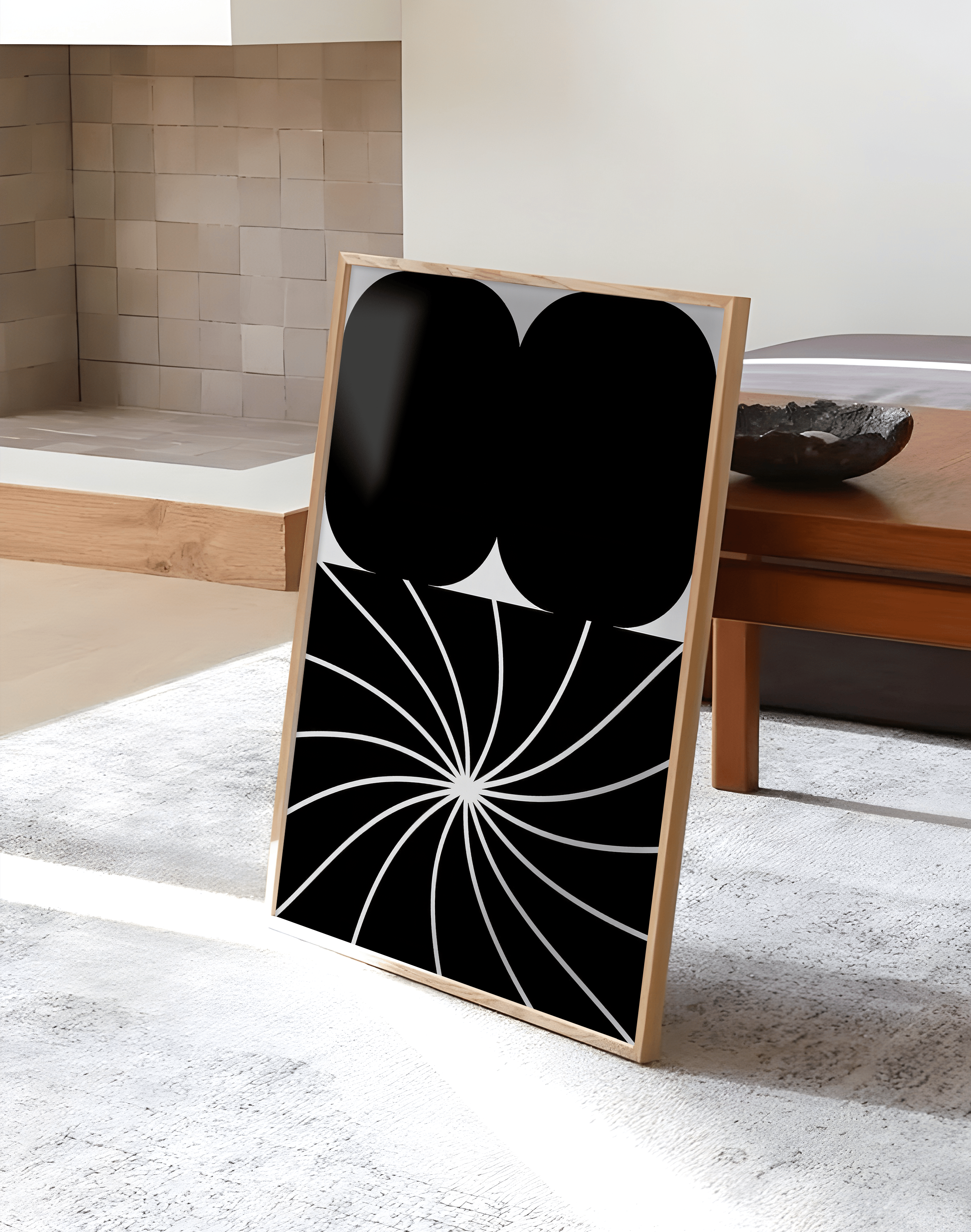 Optic Bloom Modern Duvar Tablosu – Siyah Beyaz Optik Abstract Poster