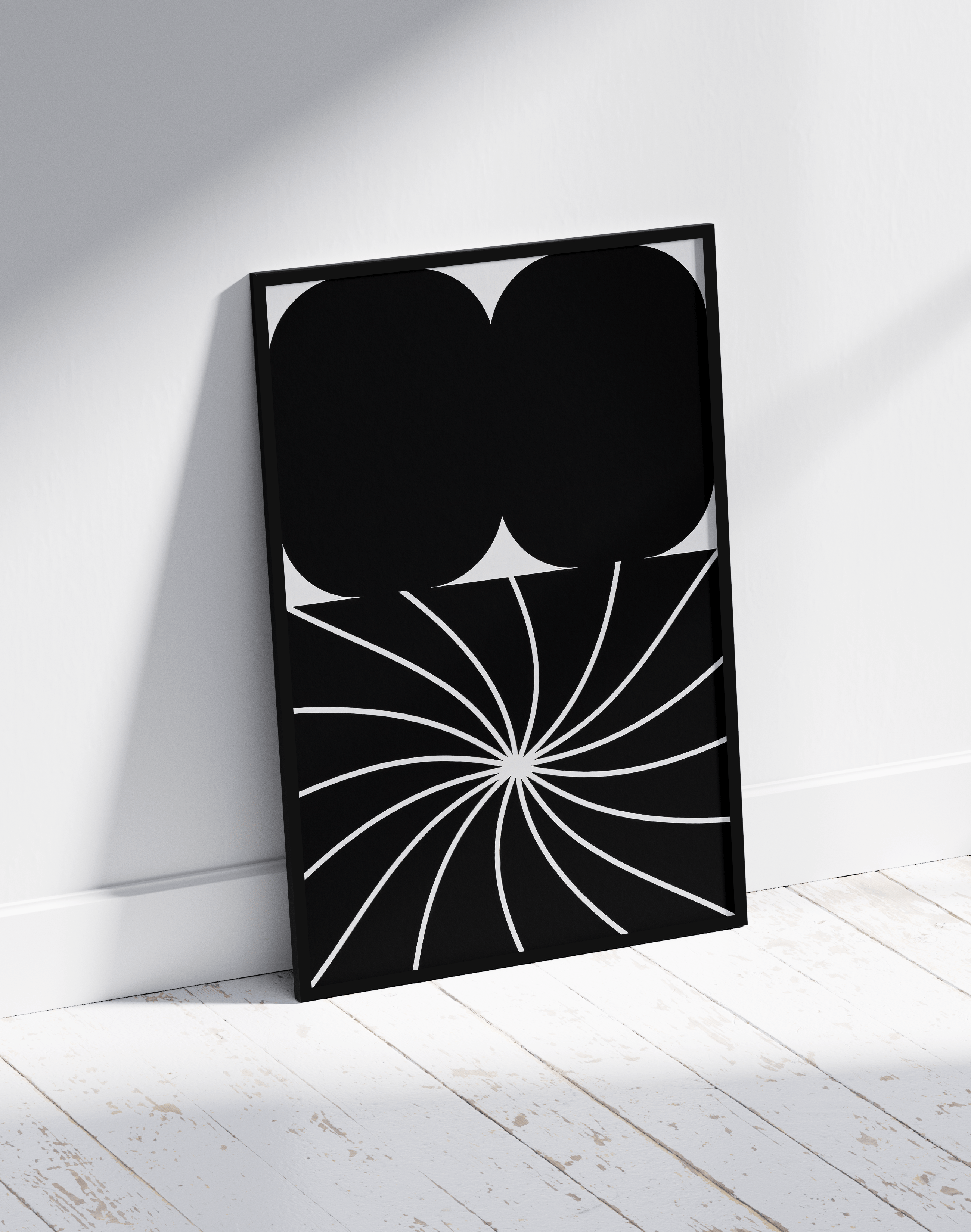 Optic Bloom Modern Duvar Tablosu – Siyah Beyaz Optik Abstract Poster