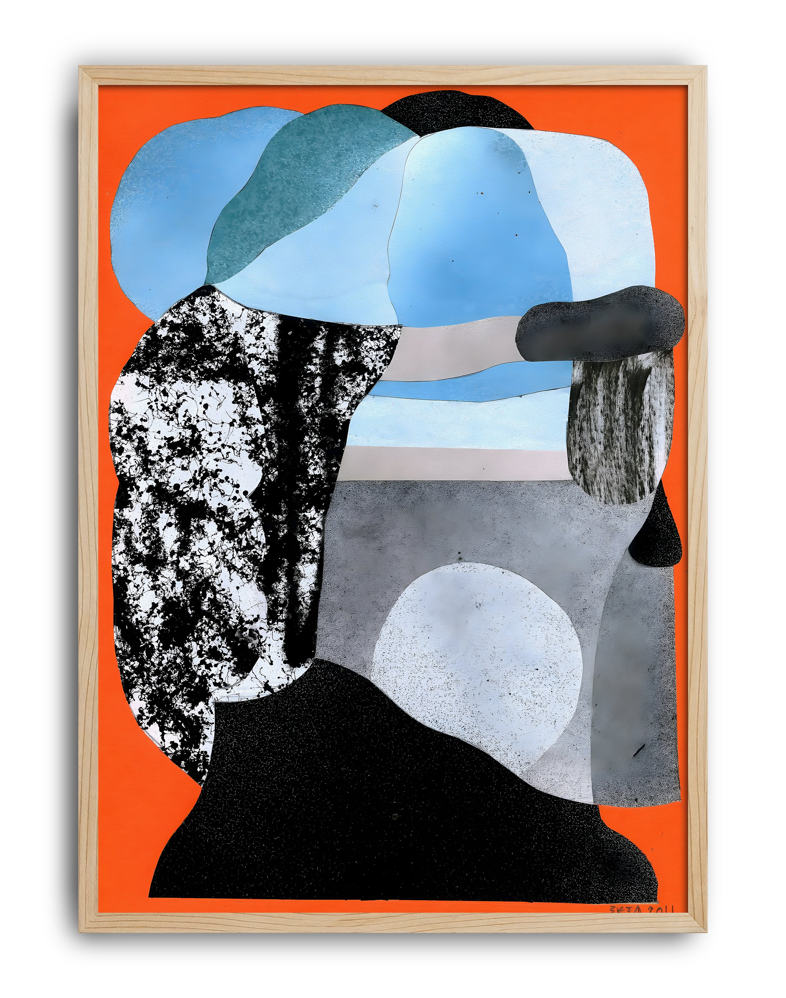 Orange Memory Modern Duvar Tablosu – Turuncu Mavi Abstract Portre Poster