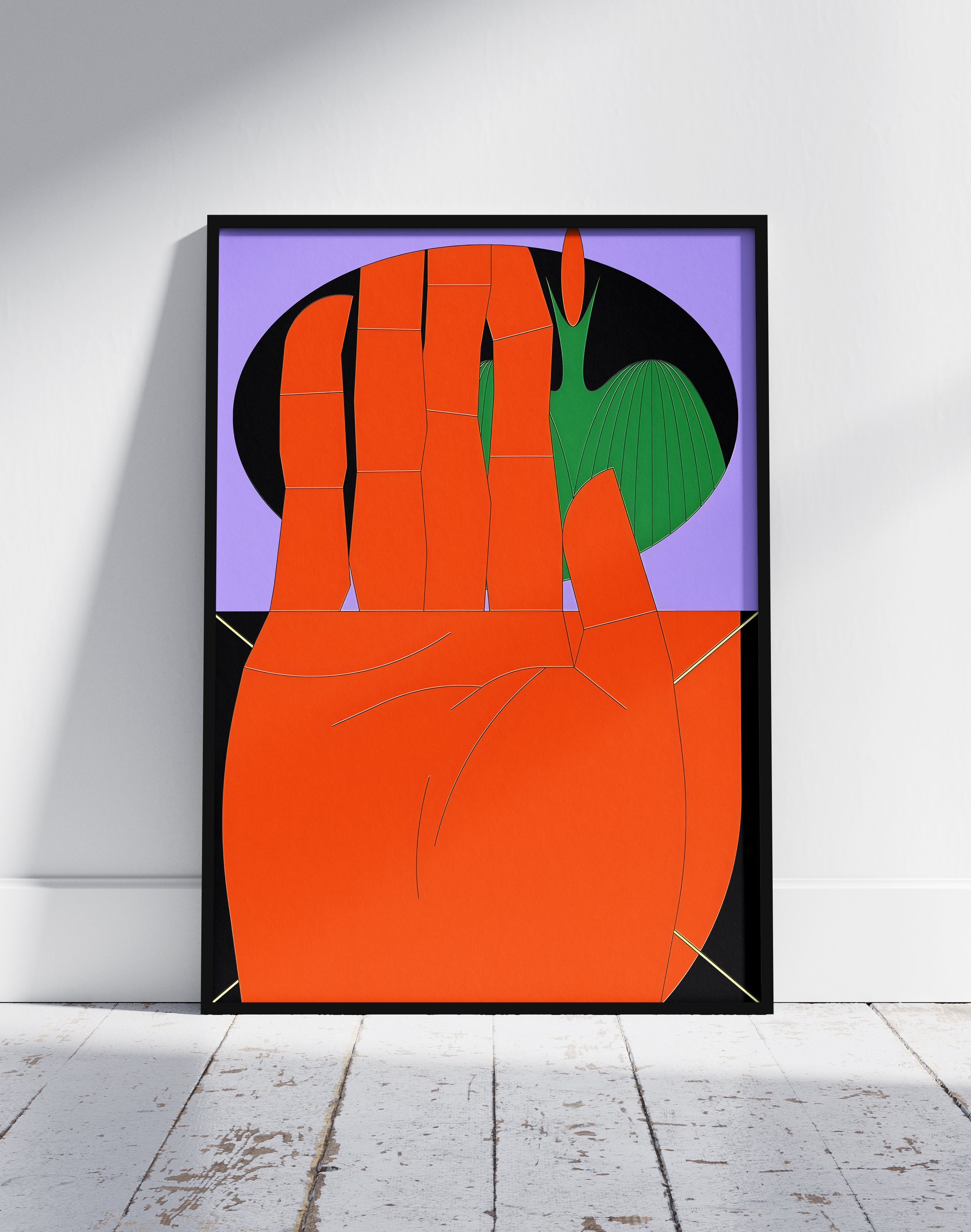 Orange Palm Modern Duvar Tablosu – Turuncu Mor Figüratif Poster