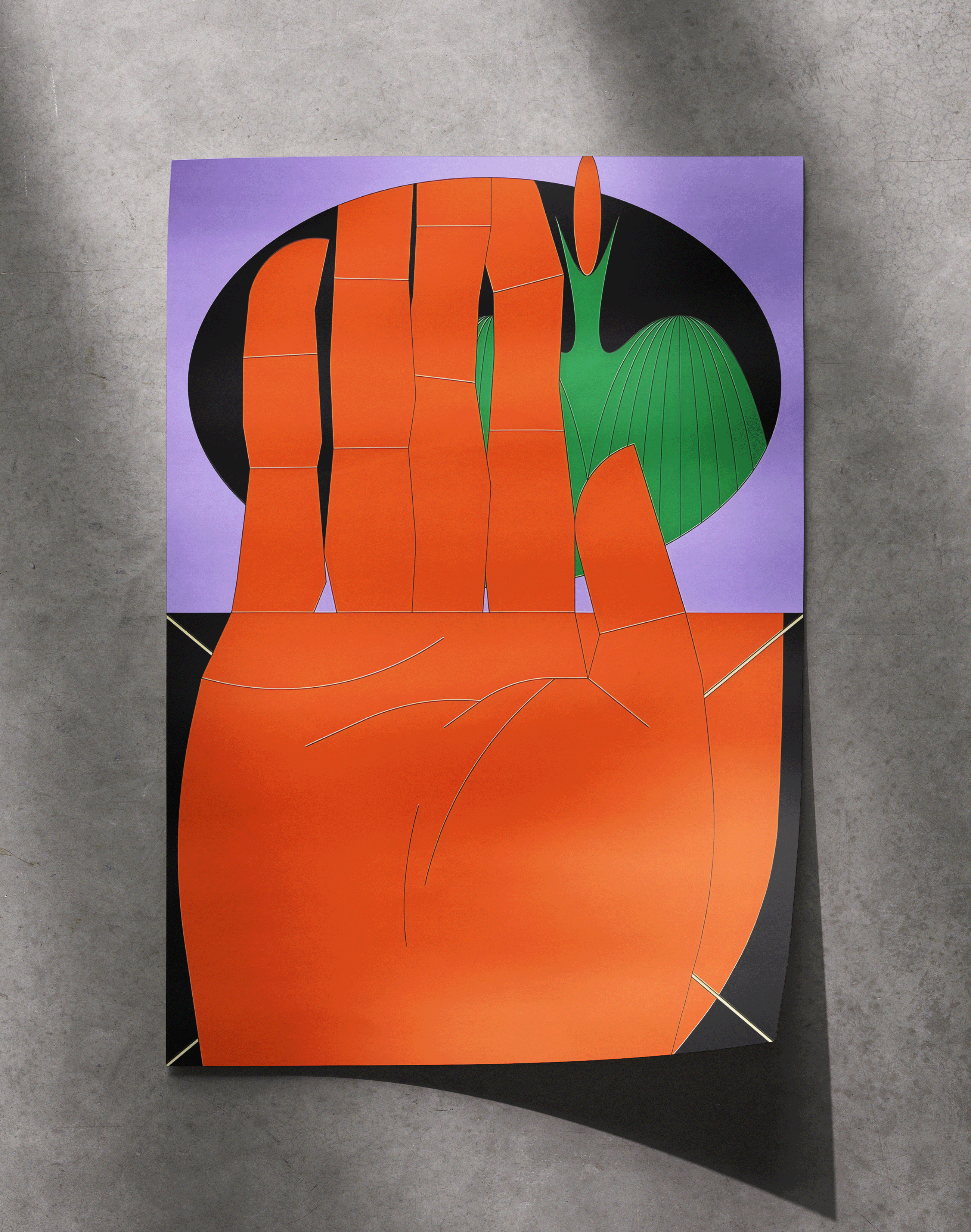 Orange Palm Modern Duvar Tablosu – Turuncu Mor Figüratif Poster