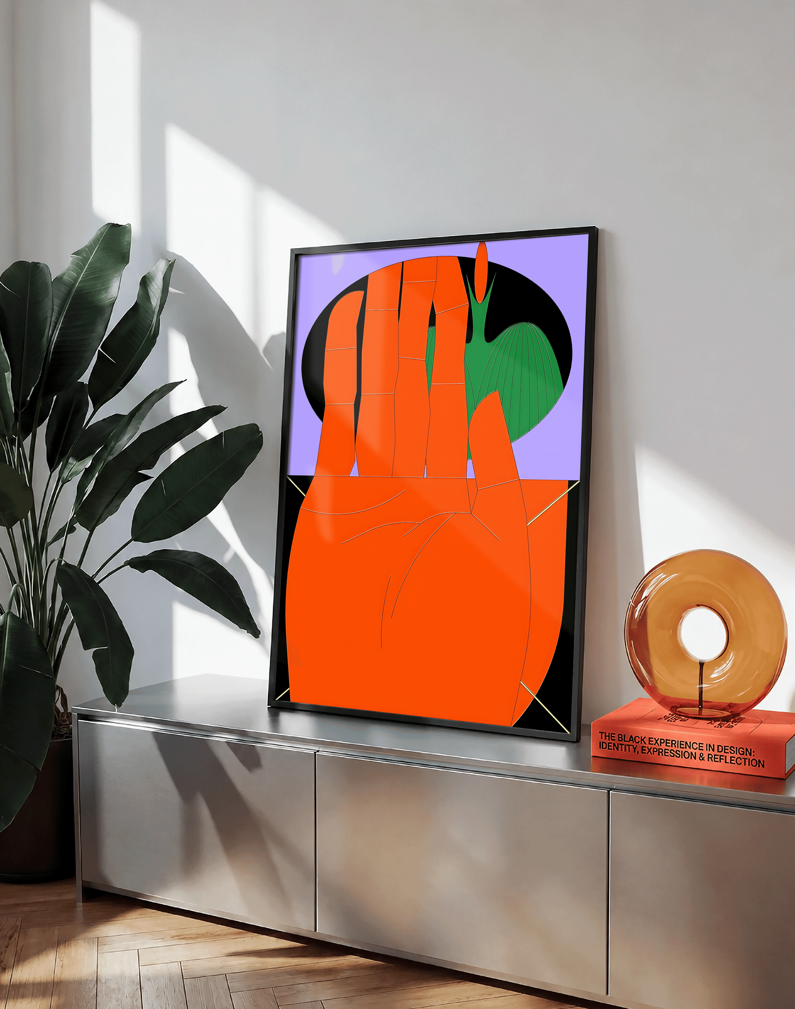 Orange Palm Modern Duvar Tablosu – Turuncu Mor Figüratif Poster