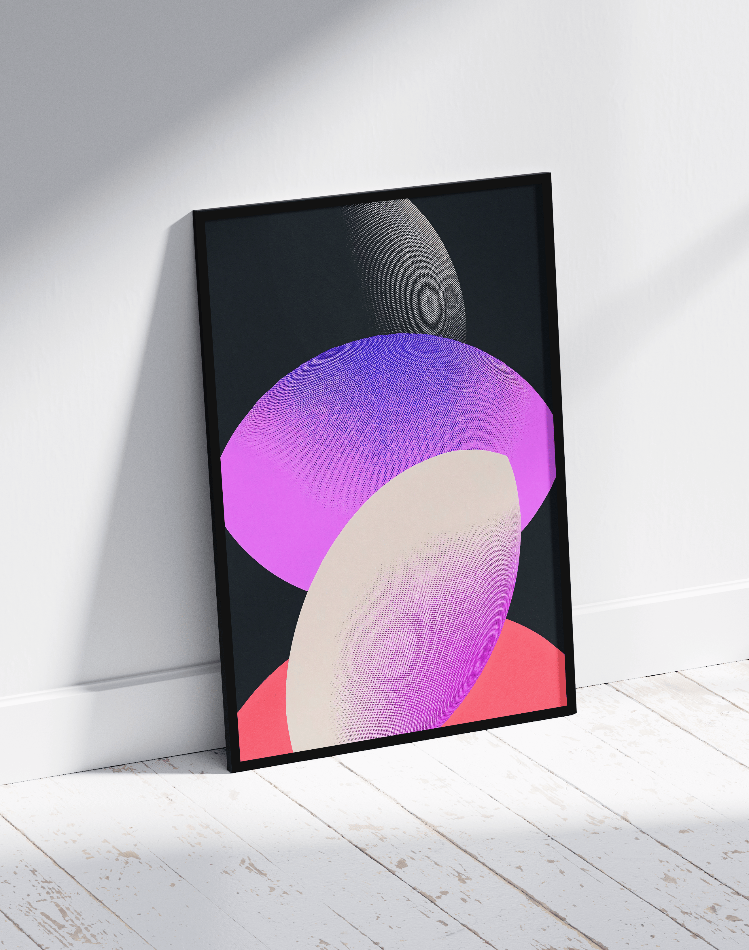 Orbital Layers Modern Duvar Tablosu – Siyah Zeminli Geometrik Abstract Poster