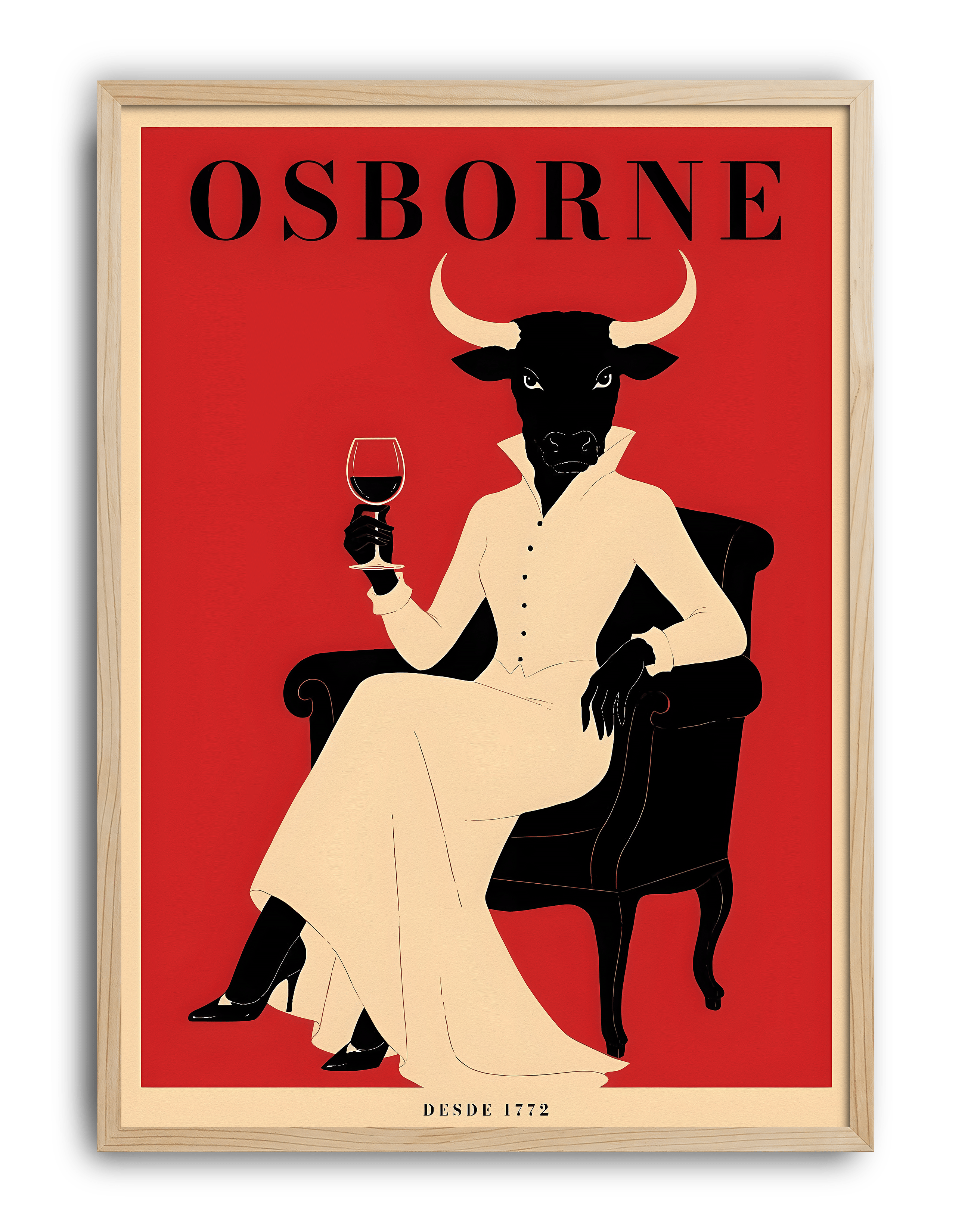 Osborne Rouge Vintage Duvar Tablosu – Kırmızı Boğa Figüratif Poster