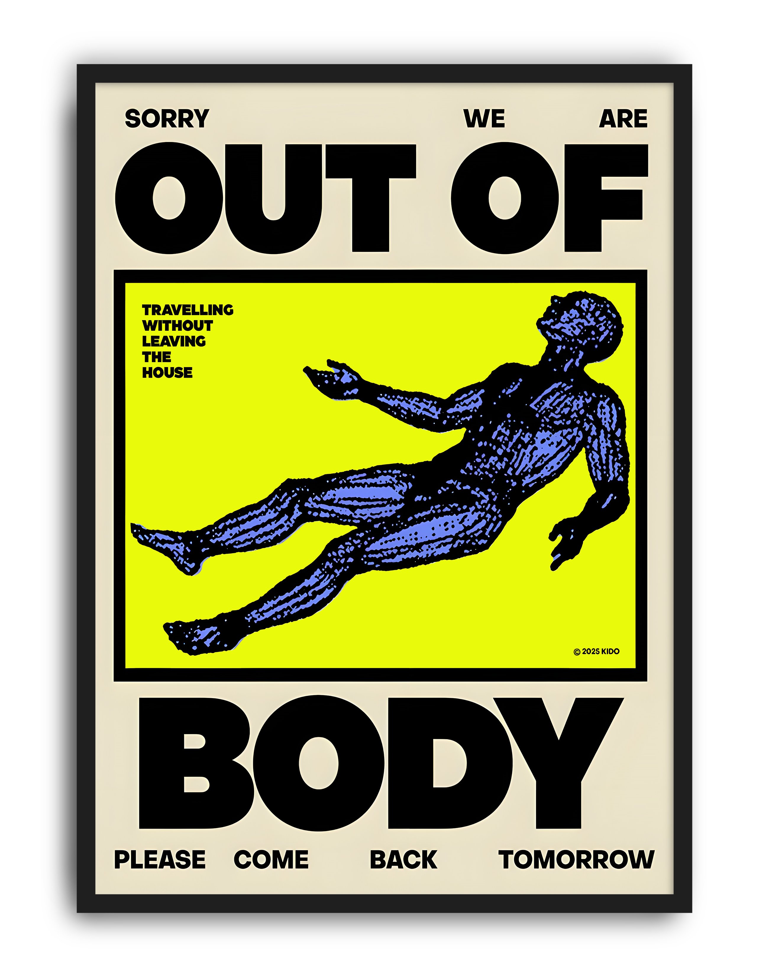 Out of Body Modern Duvar Tablosu – Sarı Siyah Tipografik Poster