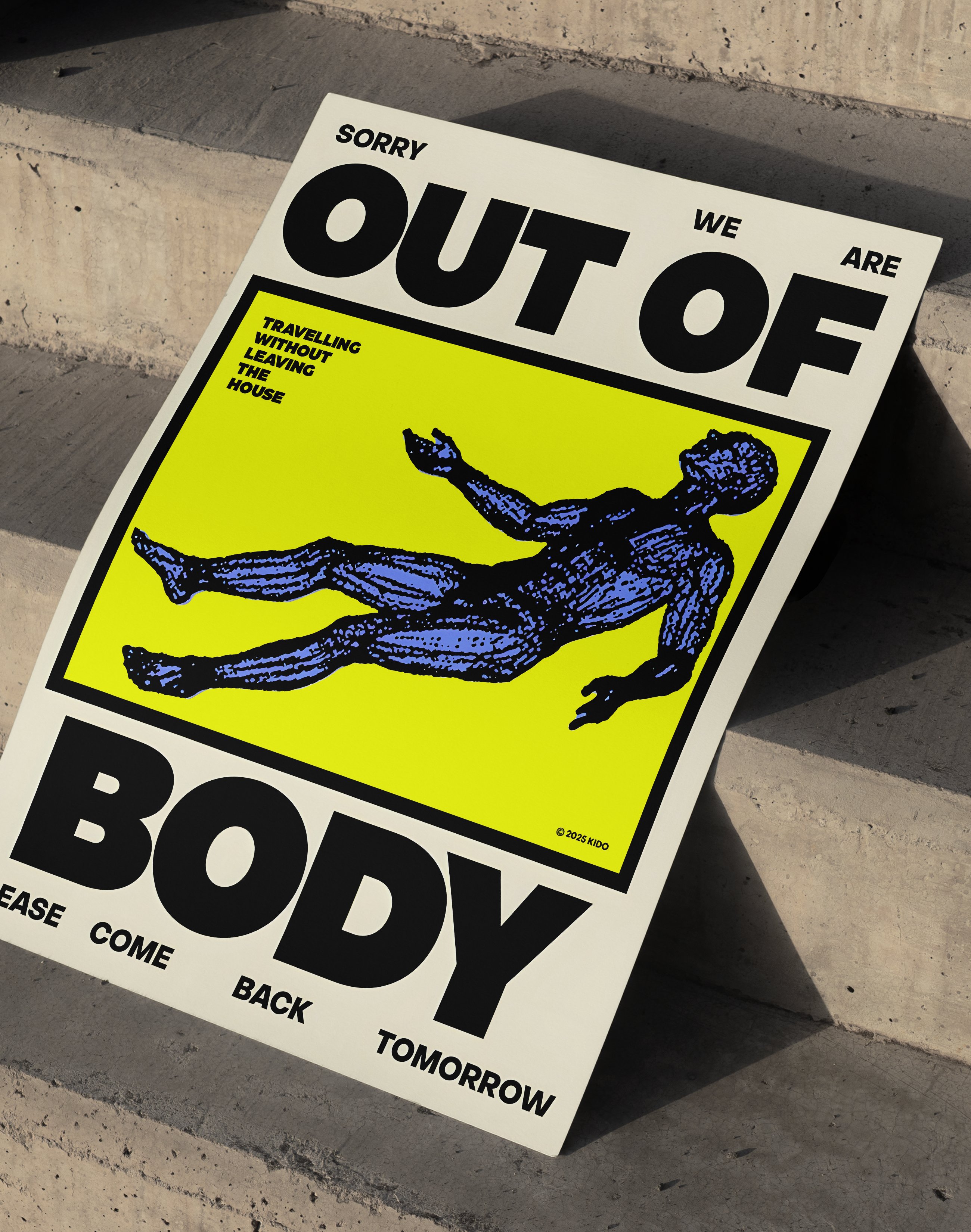 Out of Body Modern Duvar Tablosu – Sarı Siyah Tipografik Poster