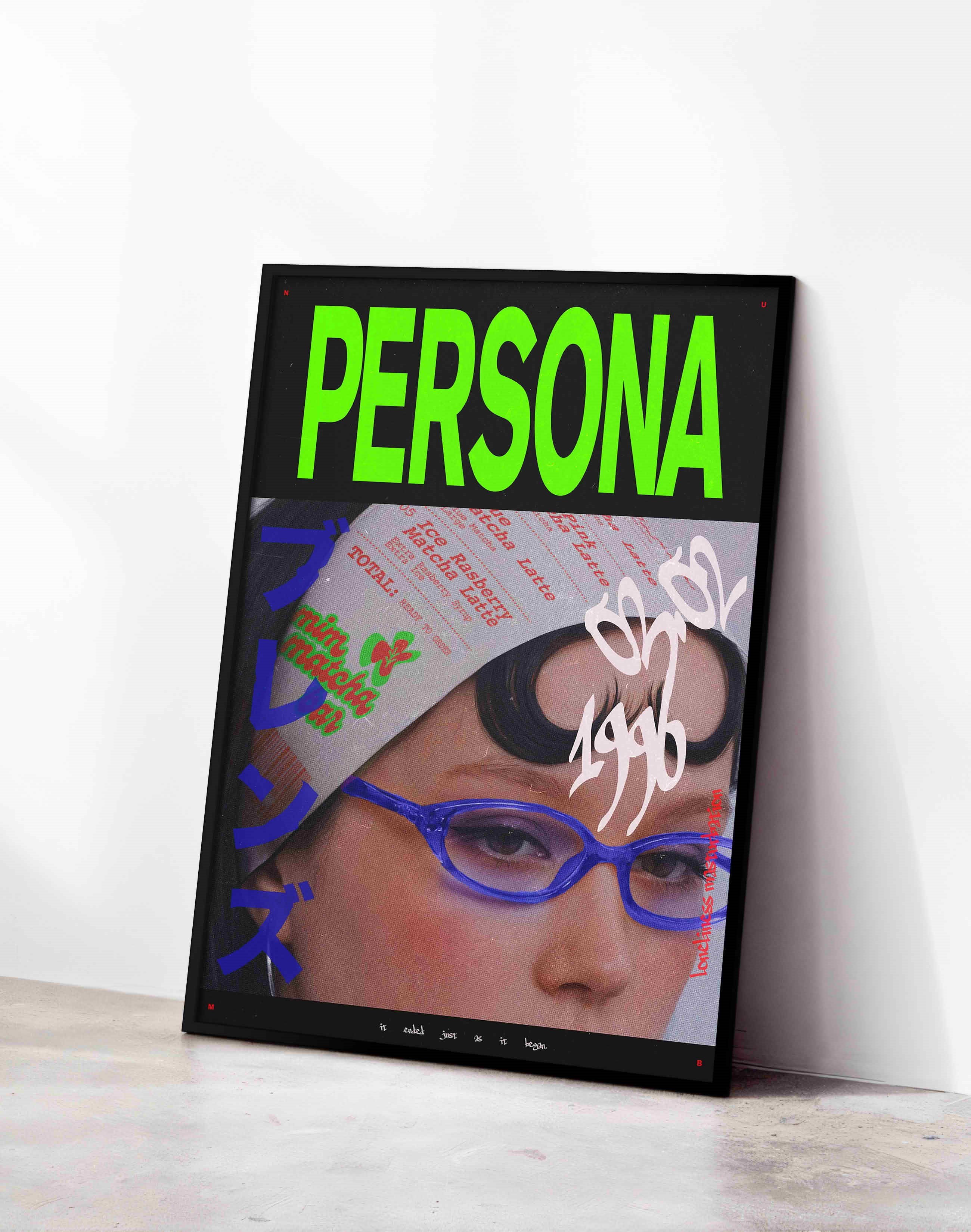 Persona Renkli Retro Kolaj Tipografik Duvar Tablosu