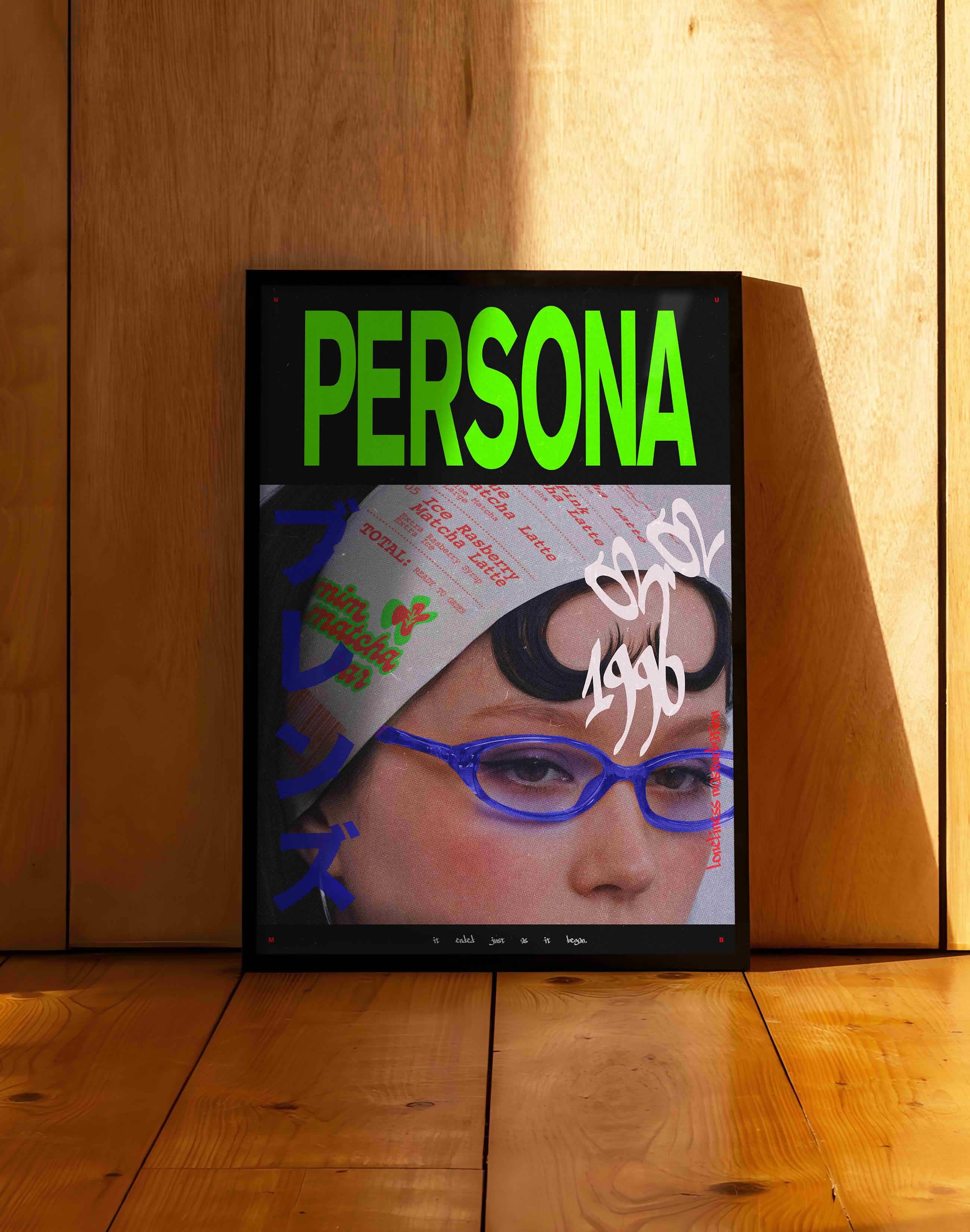 Persona Renkli Retro Kolaj Tipografik Duvar Tablosu
