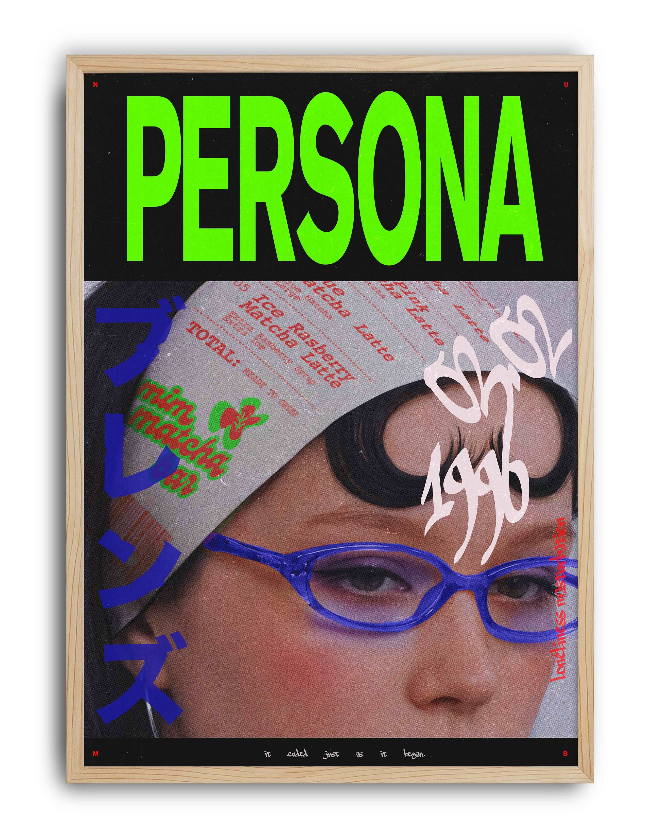 Persona Renkli Retro Kolaj Tipografik Duvar Tablosu