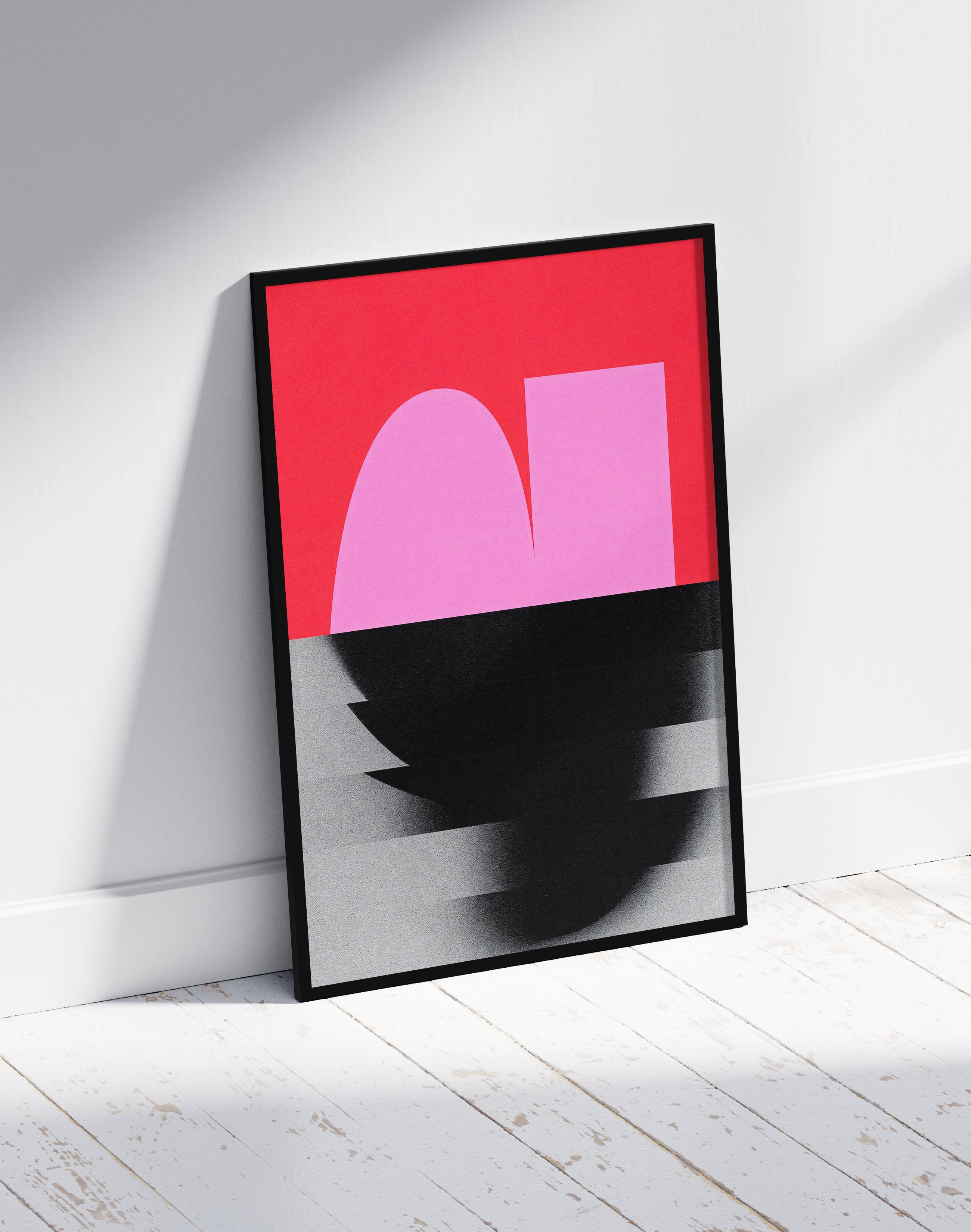 Pink Horizon Modern Duvar Tablosu – Kırmızı Pembe Minimal Abstract Poster