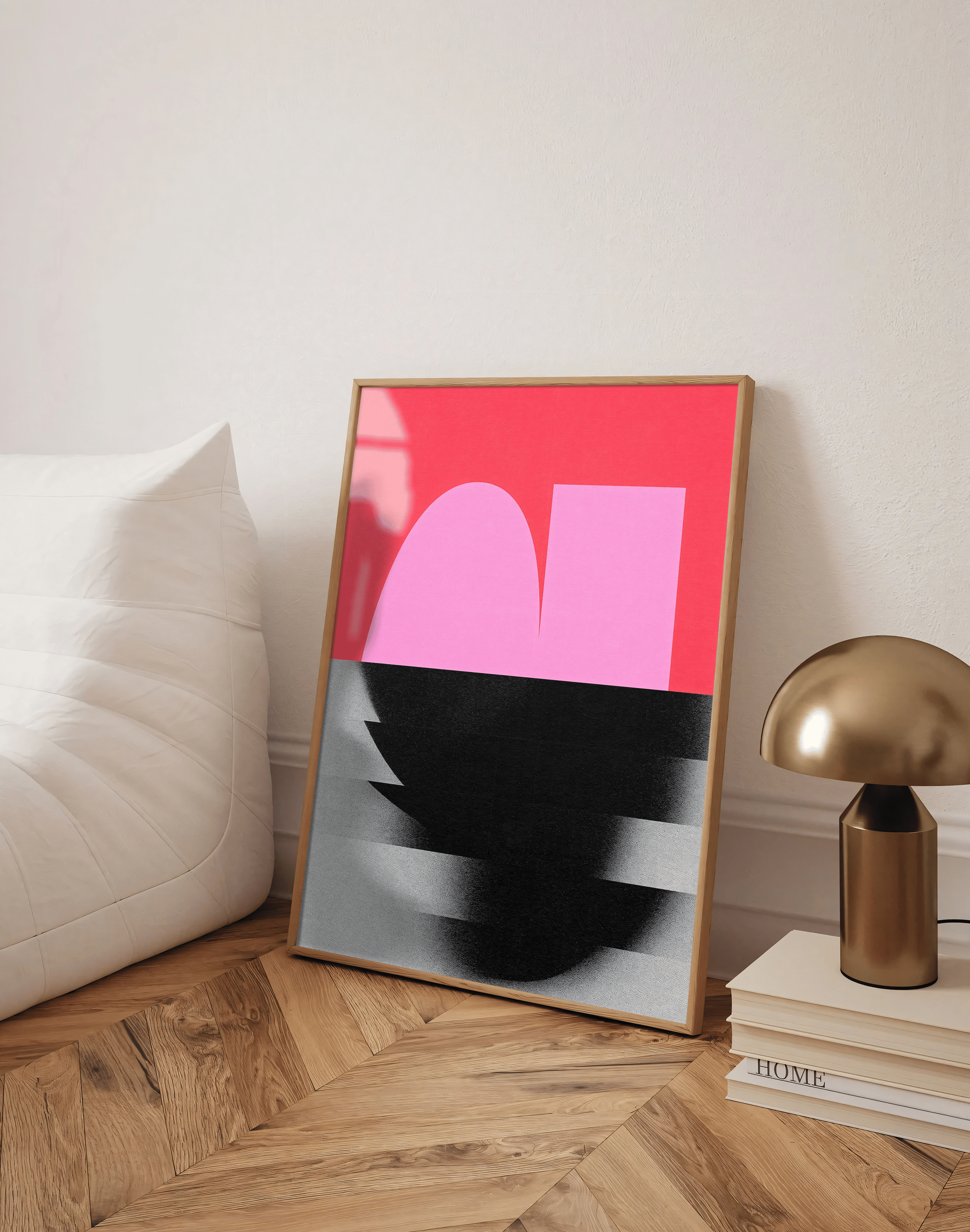 Pink Horizon Modern Duvar Tablosu – Kırmızı Pembe Minimal Abstract Poster