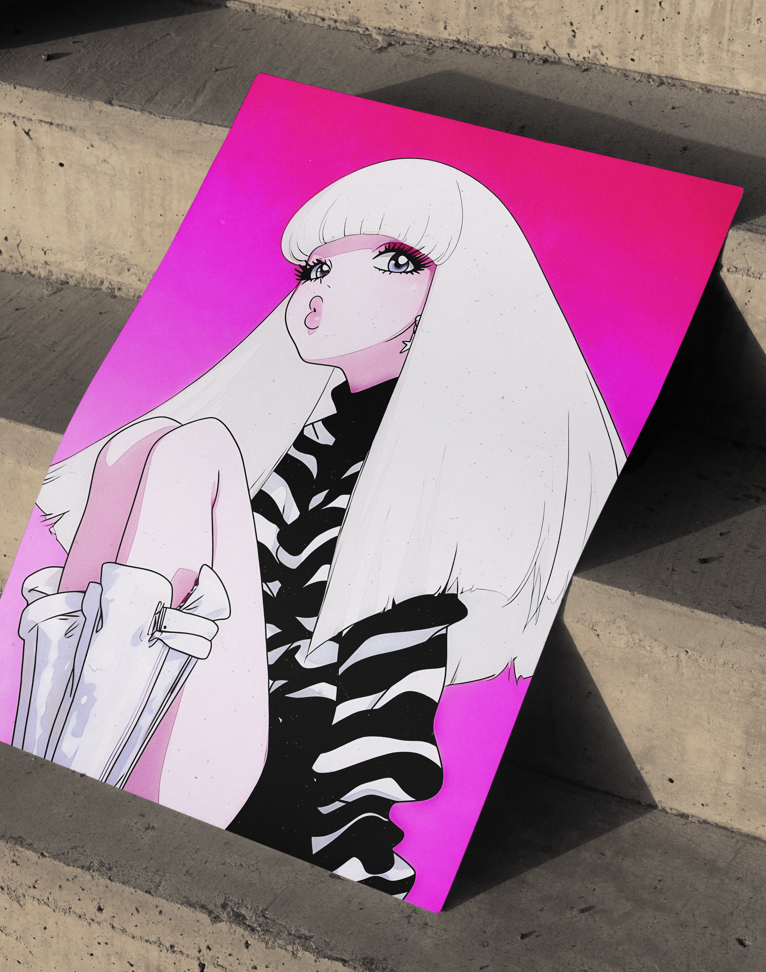 Pink Muse Modern Duvar Tablosu – Pembe Anime Fashion Poster
