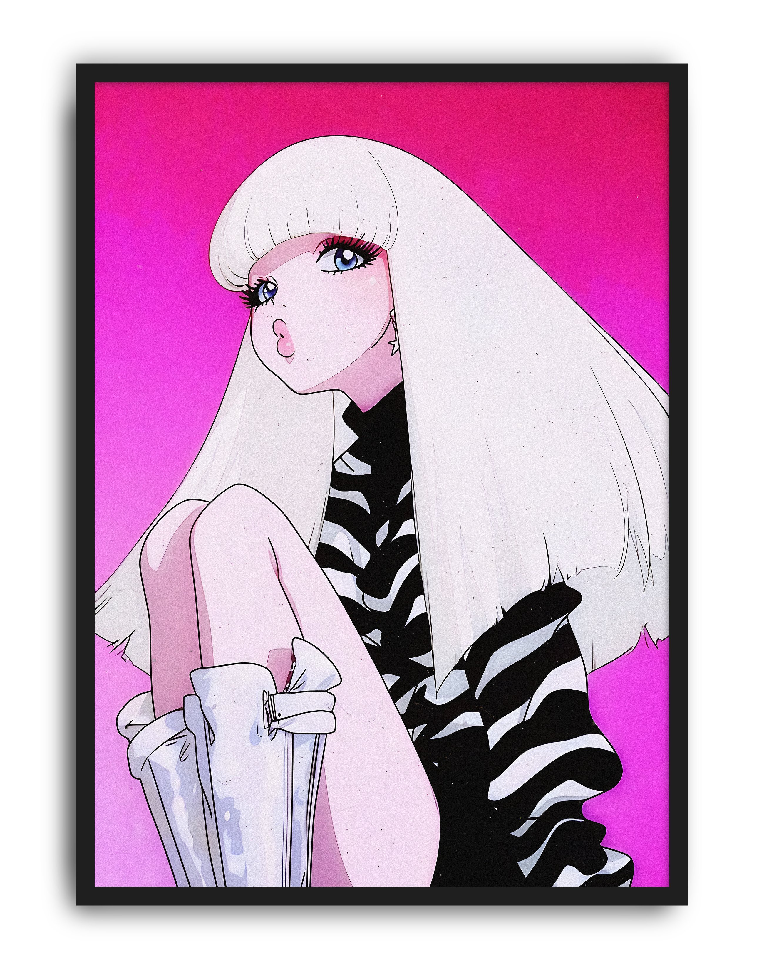 Pink Muse Modern Duvar Tablosu – Pembe Anime Fashion Poster