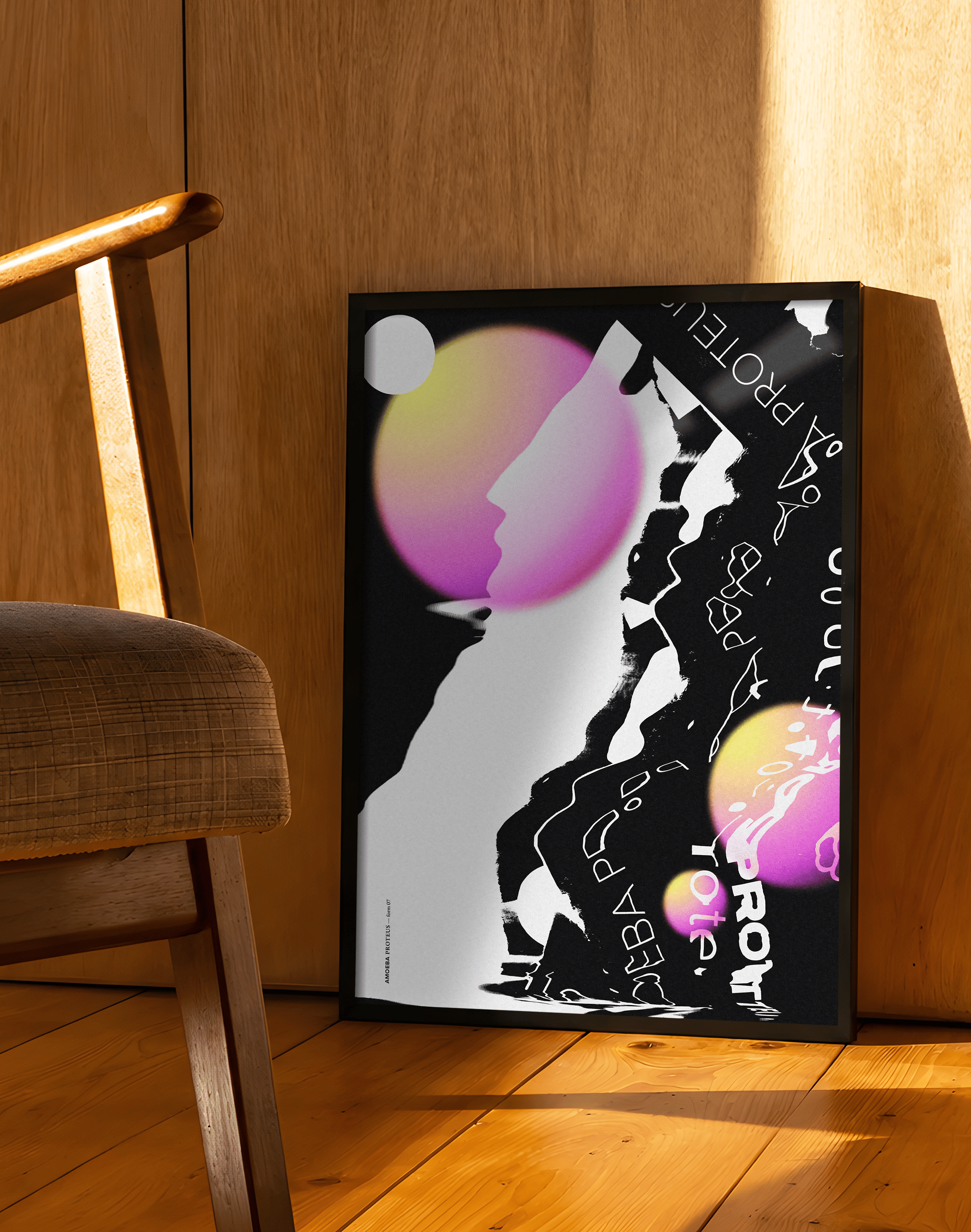 Pink Proteus Modern Duvar Tablosu – Siyah Pembe Deneysel Grafik Poster