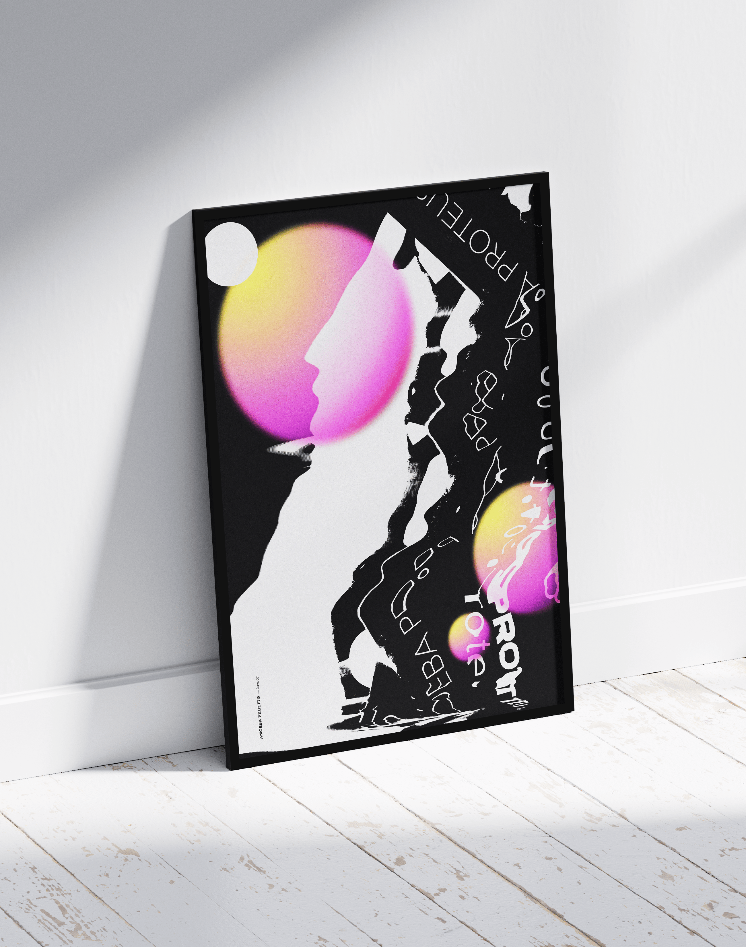 Pink Proteus Modern Duvar Tablosu – Siyah Pembe Deneysel Grafik Poster