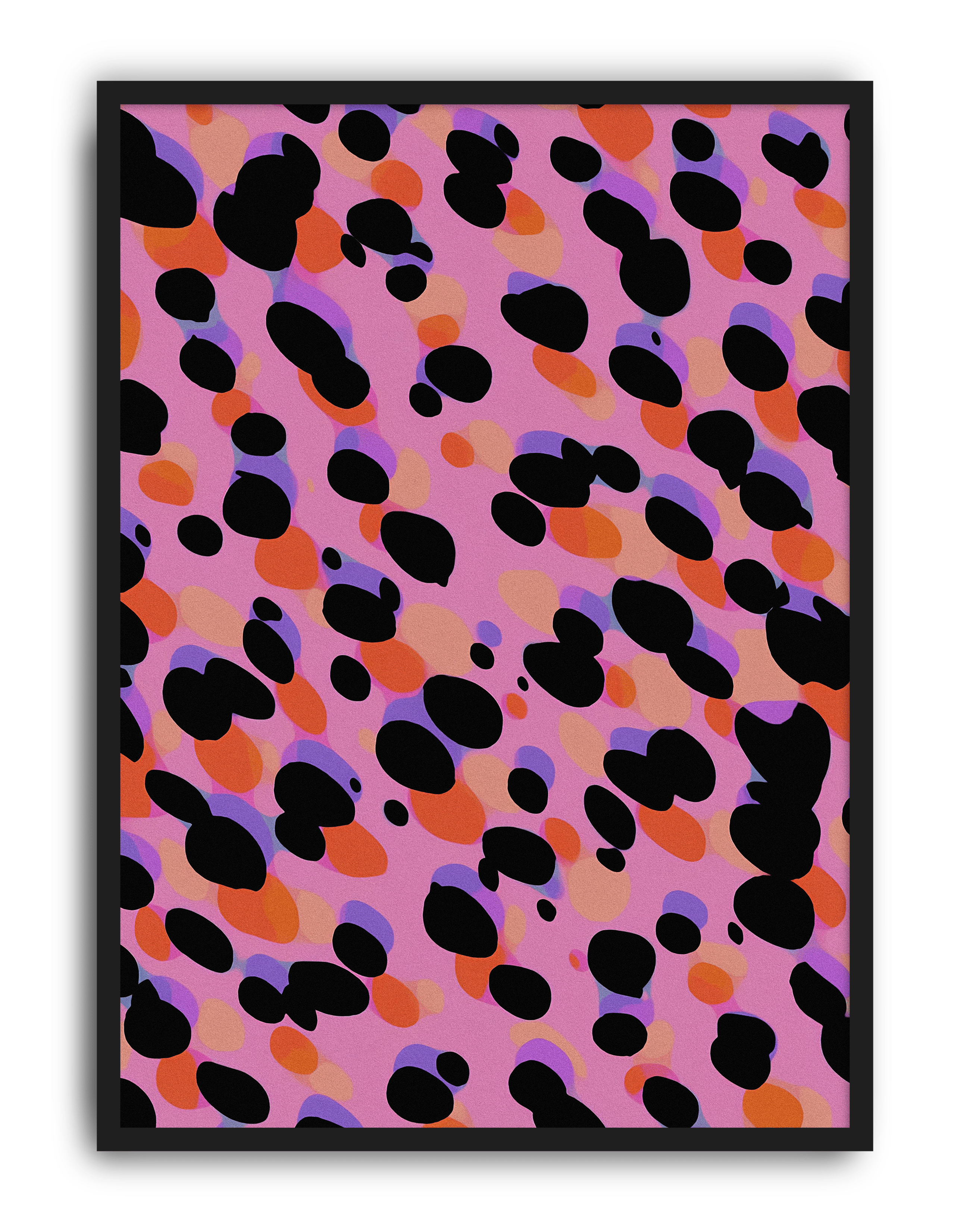 Pink Rhythm Modern Duvar Tablosu – Pembe Siyah Abstract Poster