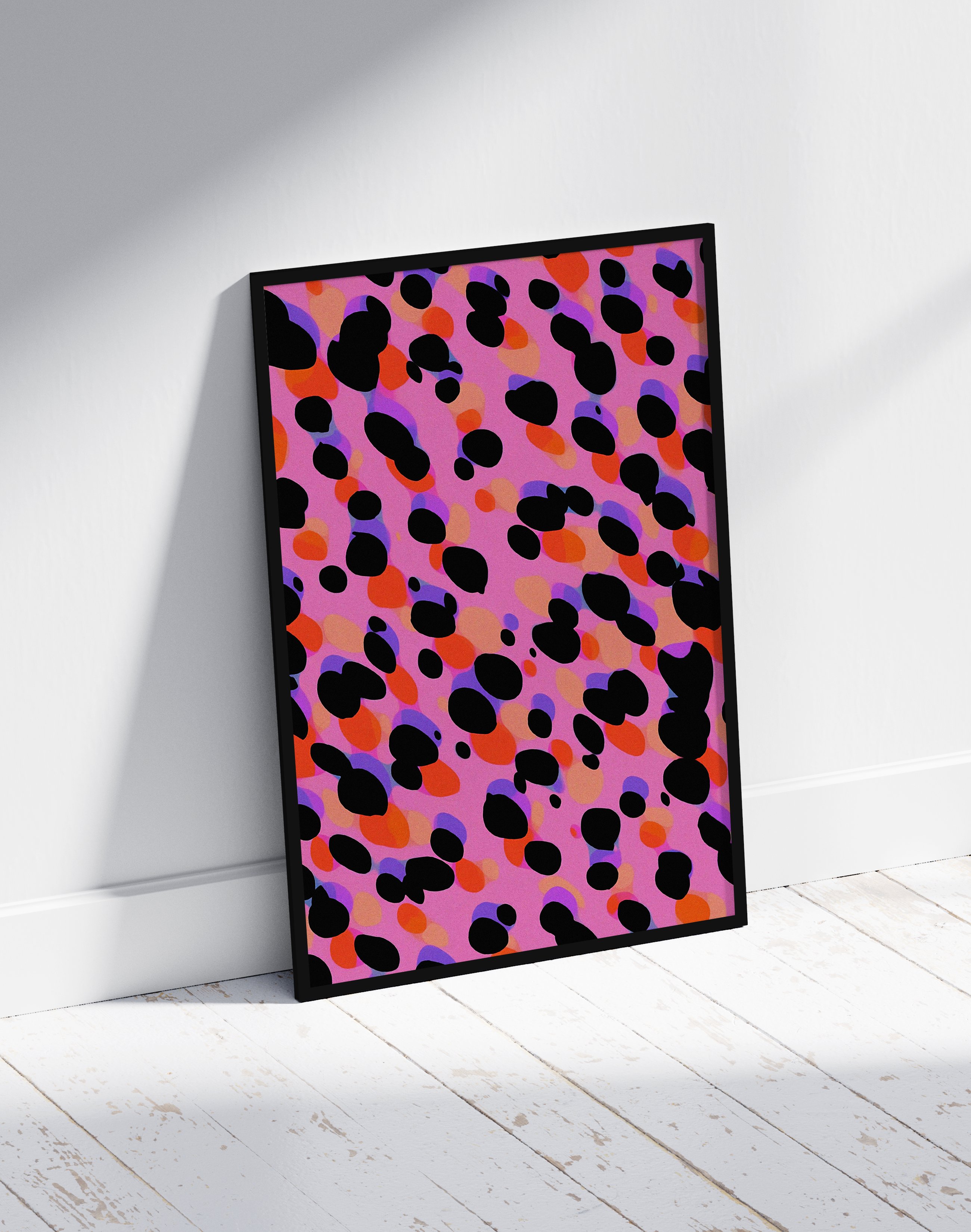Pink Rhythm Modern Duvar Tablosu – Pembe Siyah Abstract Poster