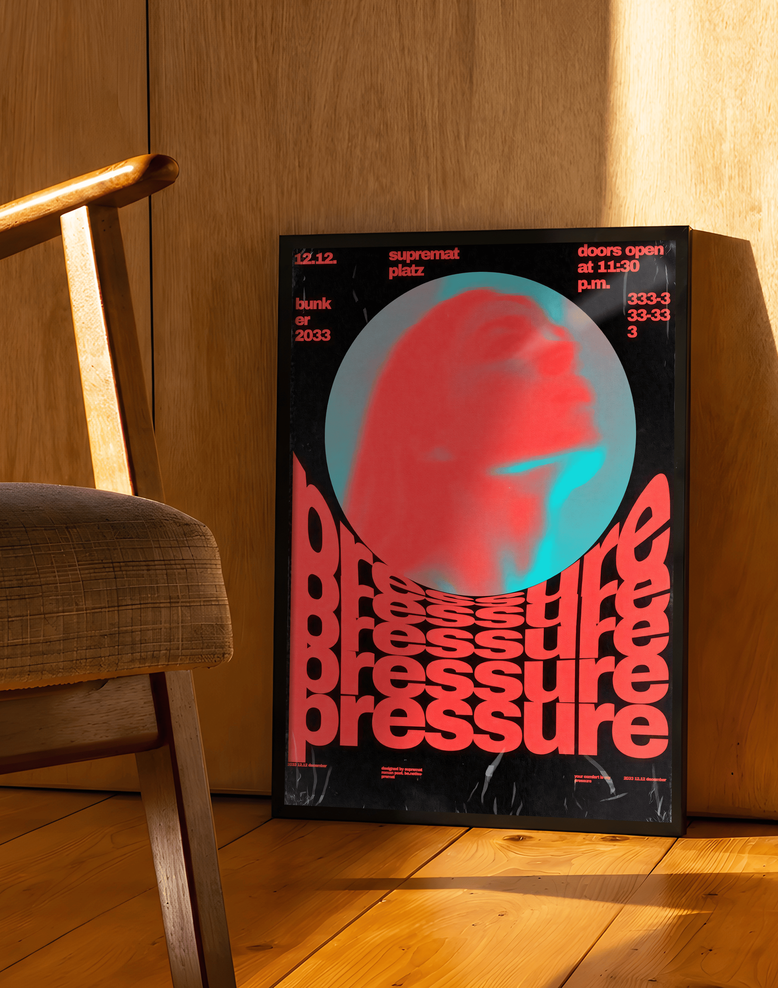 Pressure Echo Modern Duvar Tablosu – Siyah Kırmızı Tipografik Poster