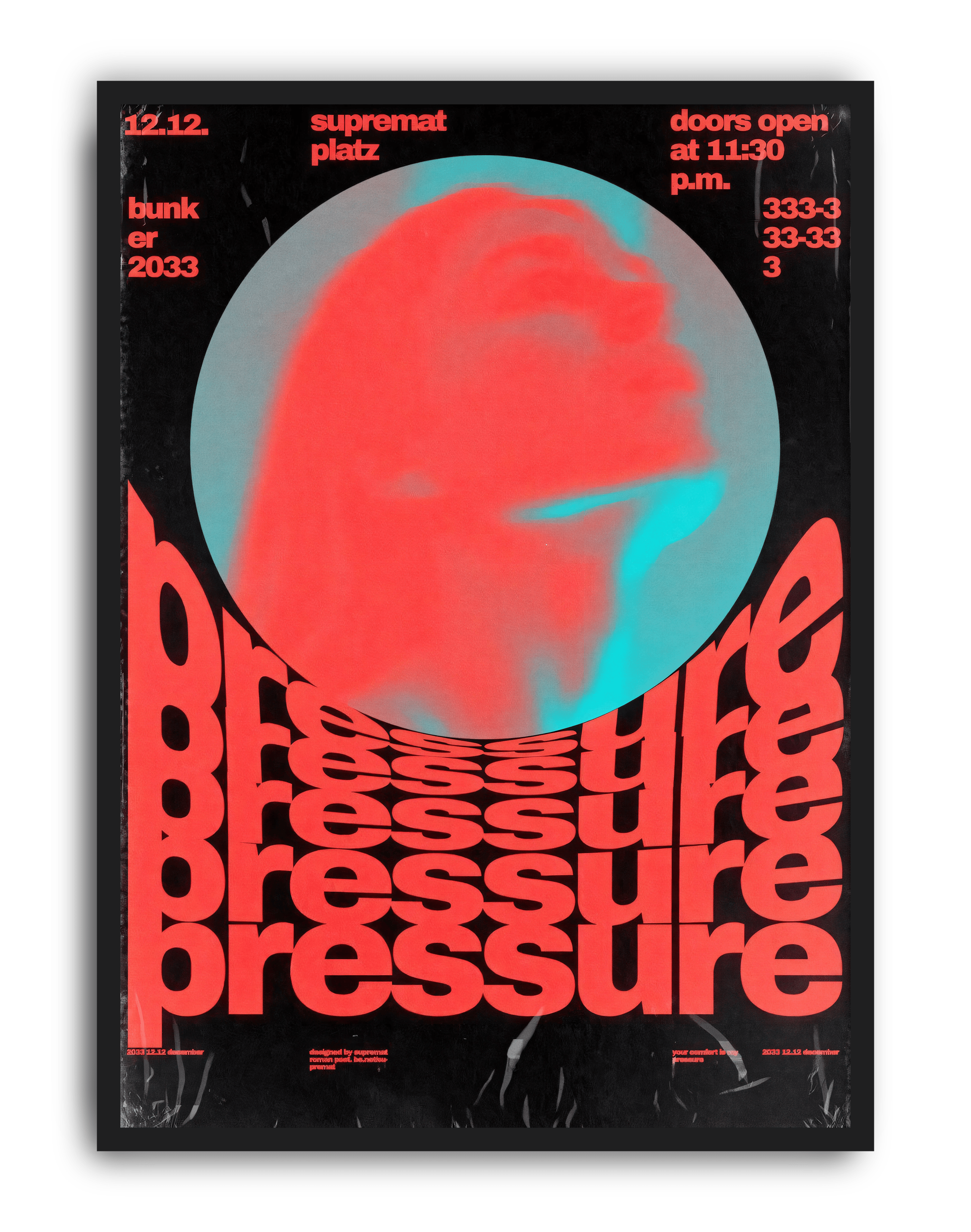 Pressure Echo Modern Duvar Tablosu – Siyah Kırmızı Tipografik Poster