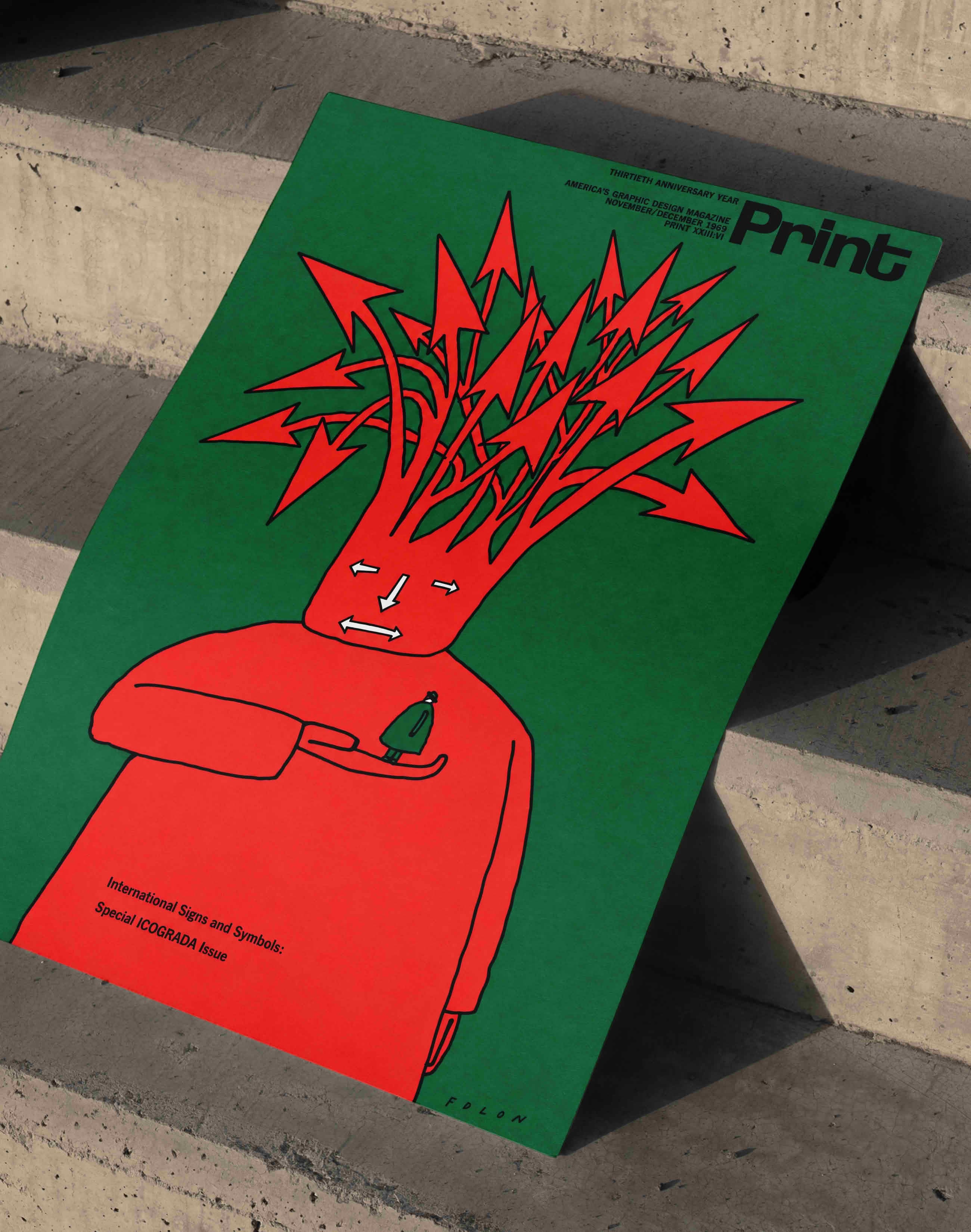Print Magazine (1969) – Jean-Michel Folon Sürrealist Grafik Tasarım Posteri