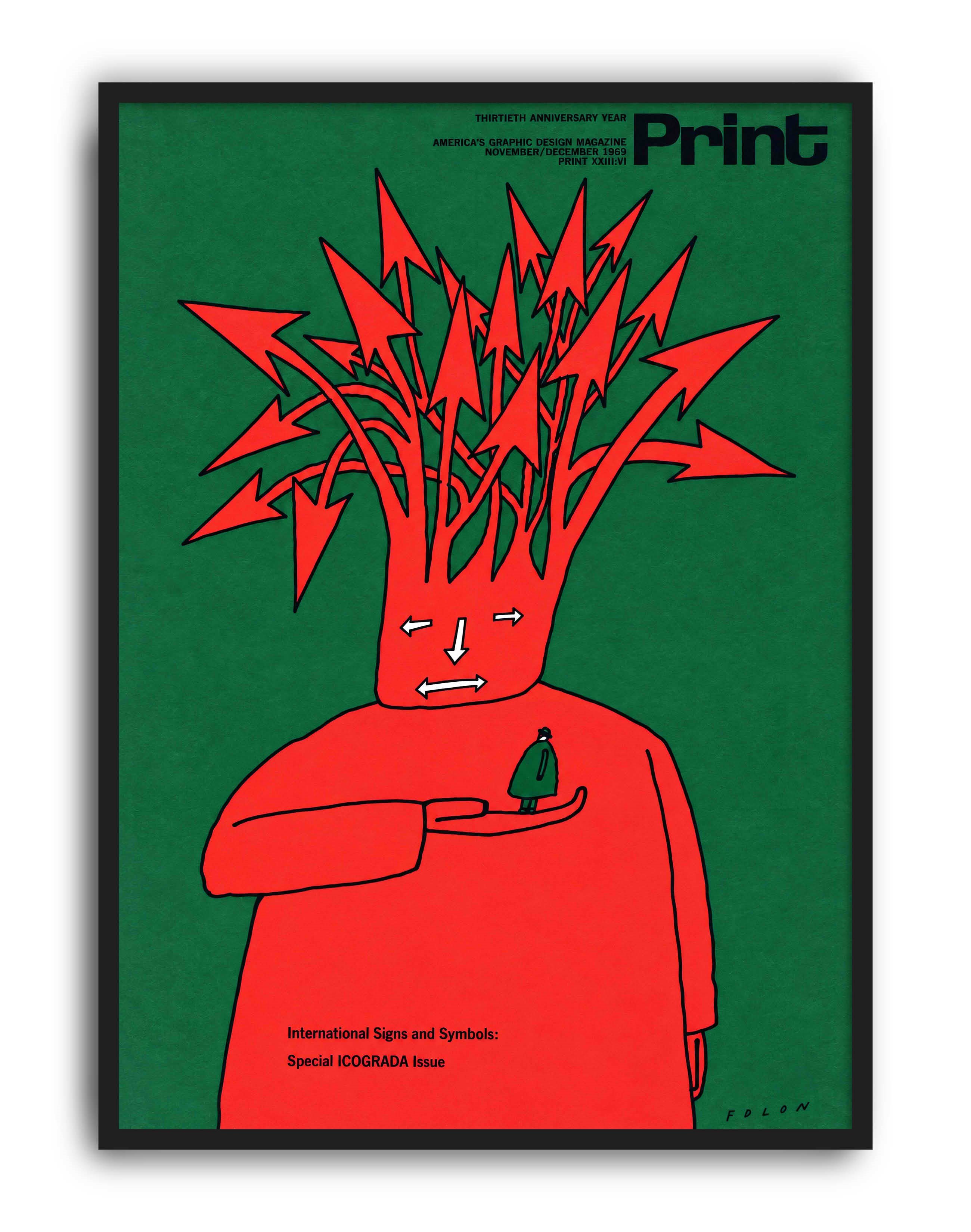 Print Magazine (1969) – Jean-Michel Folon Sürrealist Grafik Tasarım Posteri