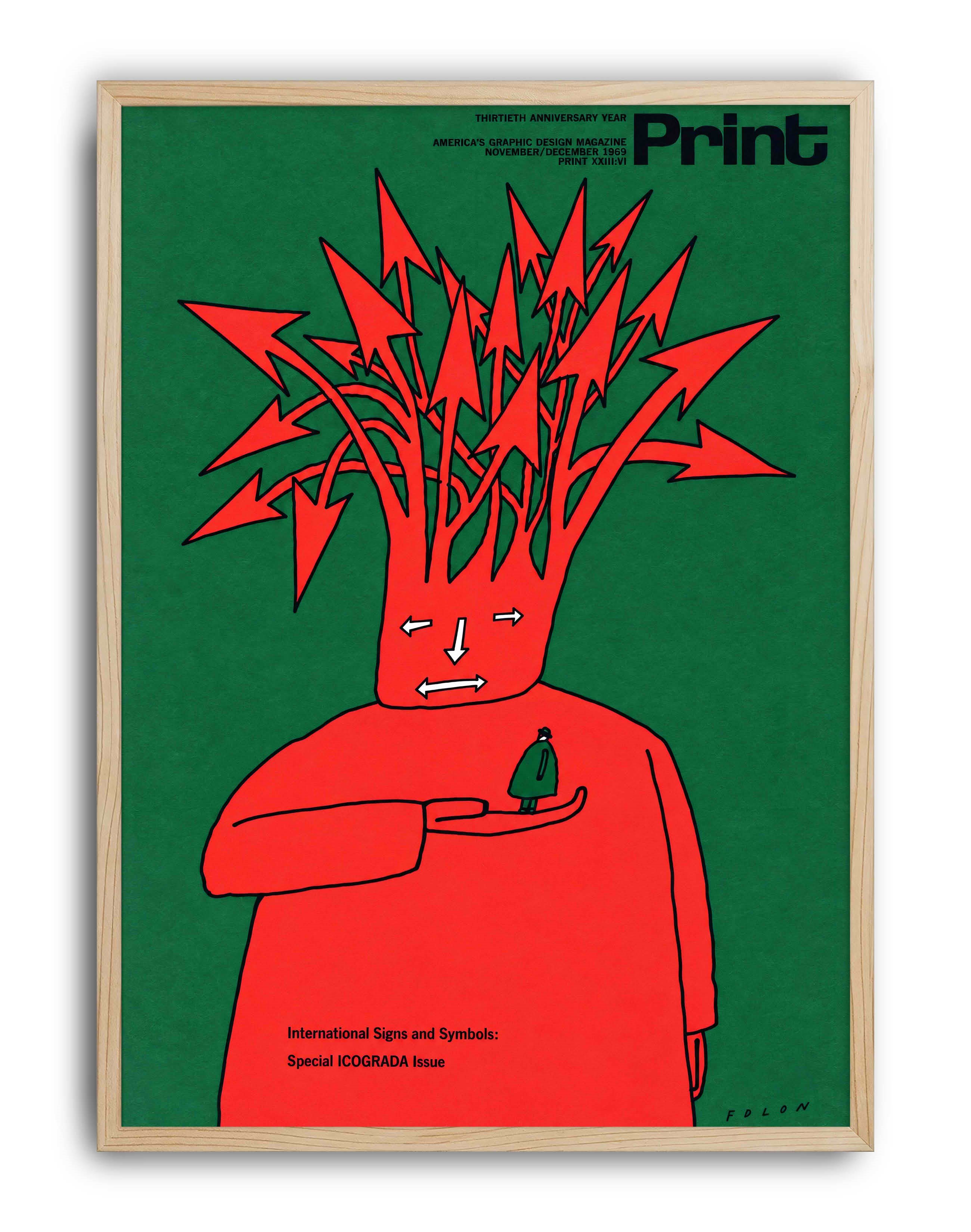 Print Magazine (1969) – Jean-Michel Folon Sürrealist Grafik Tasarım Posteri