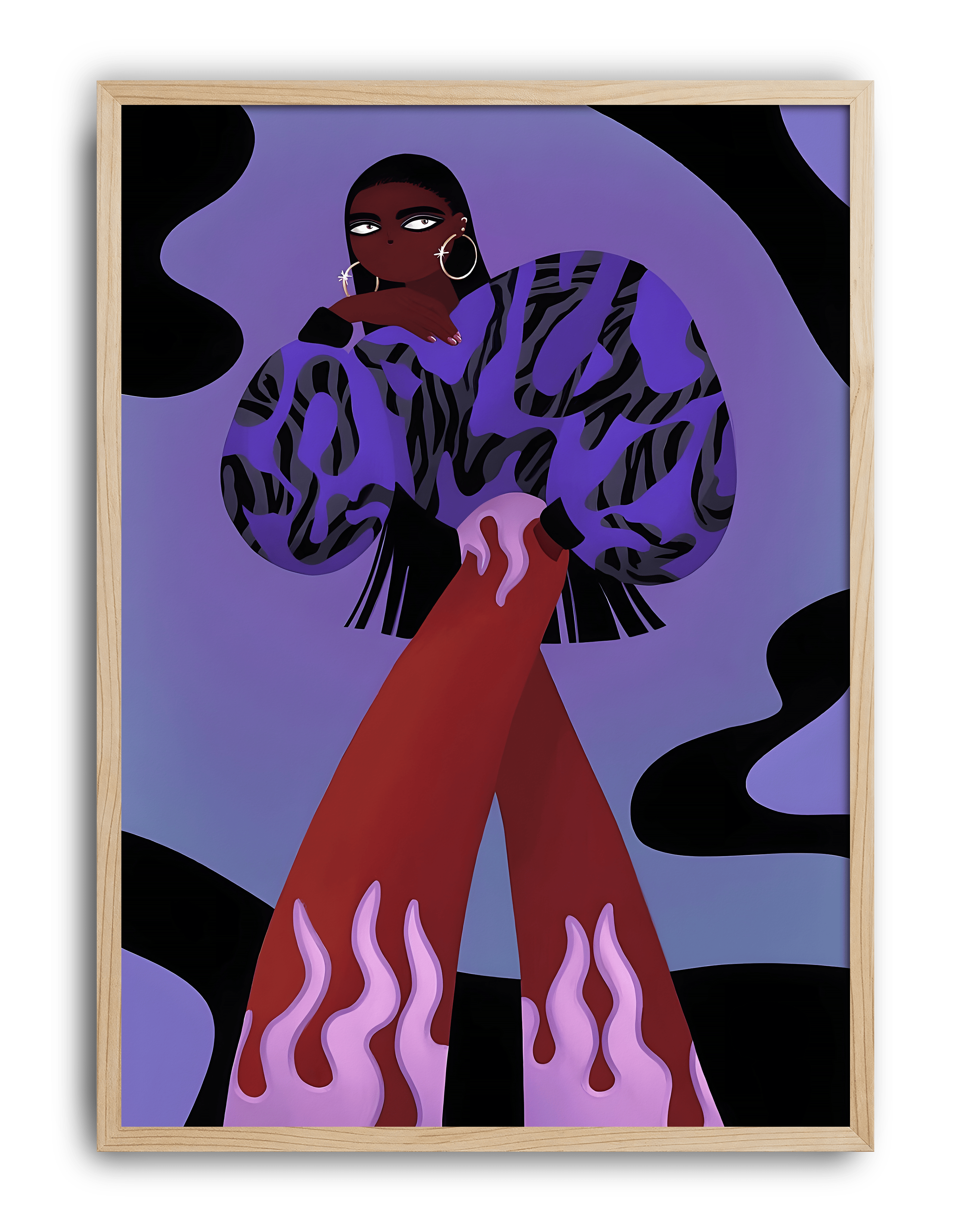 Purple Flame Modern Duvar Tablosu – Mor Fashion Figüratif Poster