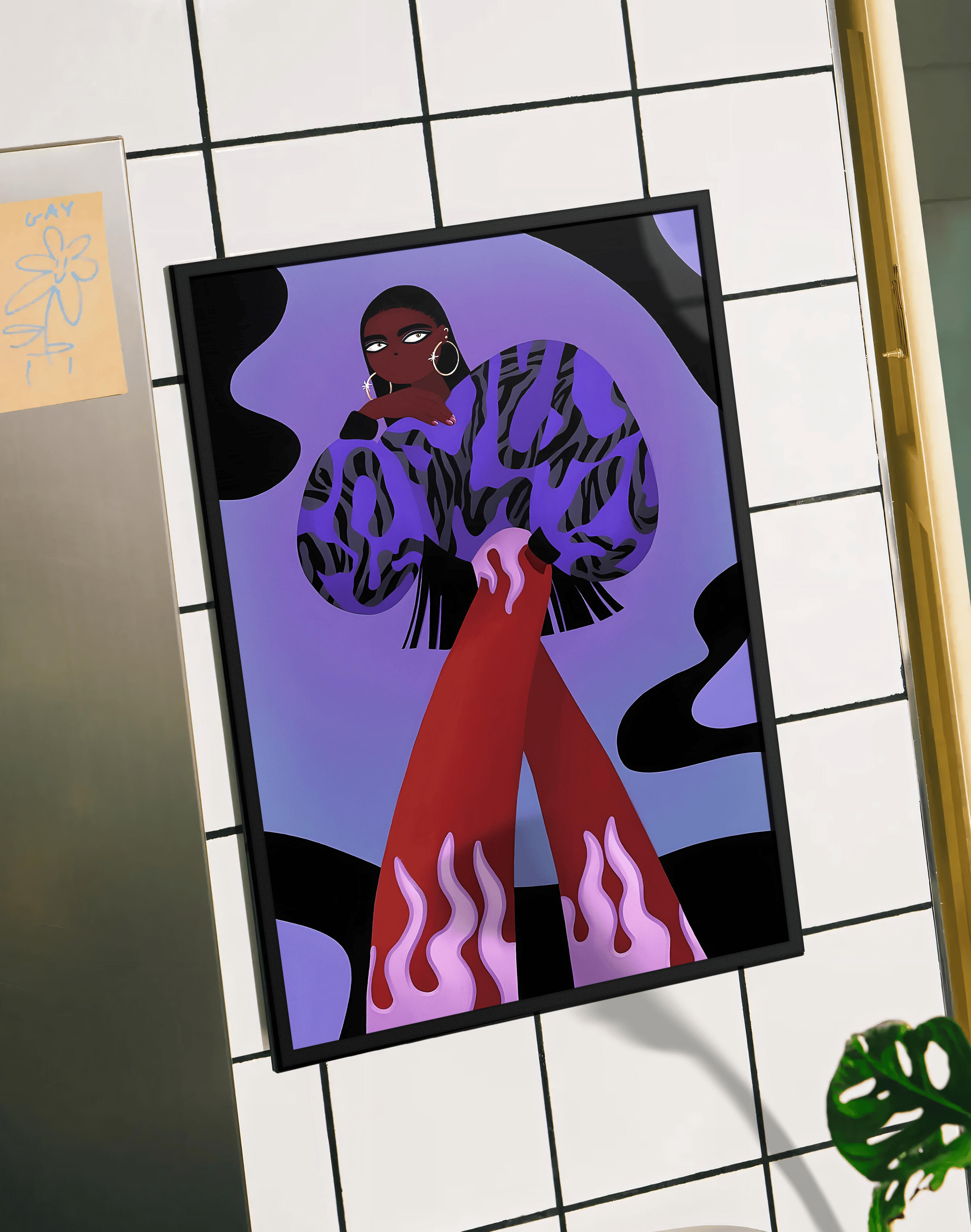 Purple Flame Modern Duvar Tablosu – Mor Fashion Figüratif Poster