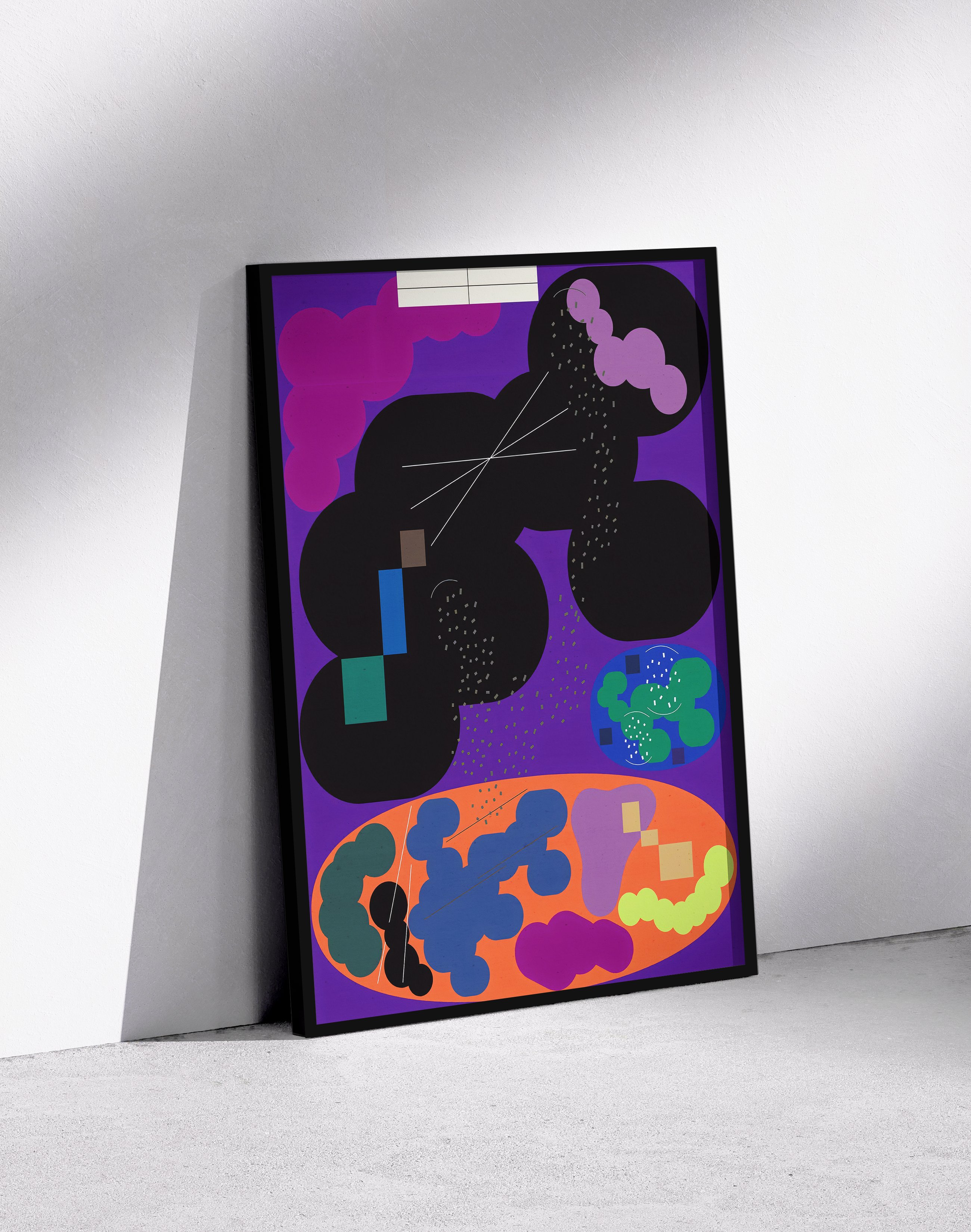 Purple Orbit Modern Duvar Tablosu – Mor Zeminli Abstract Kozmik Poster