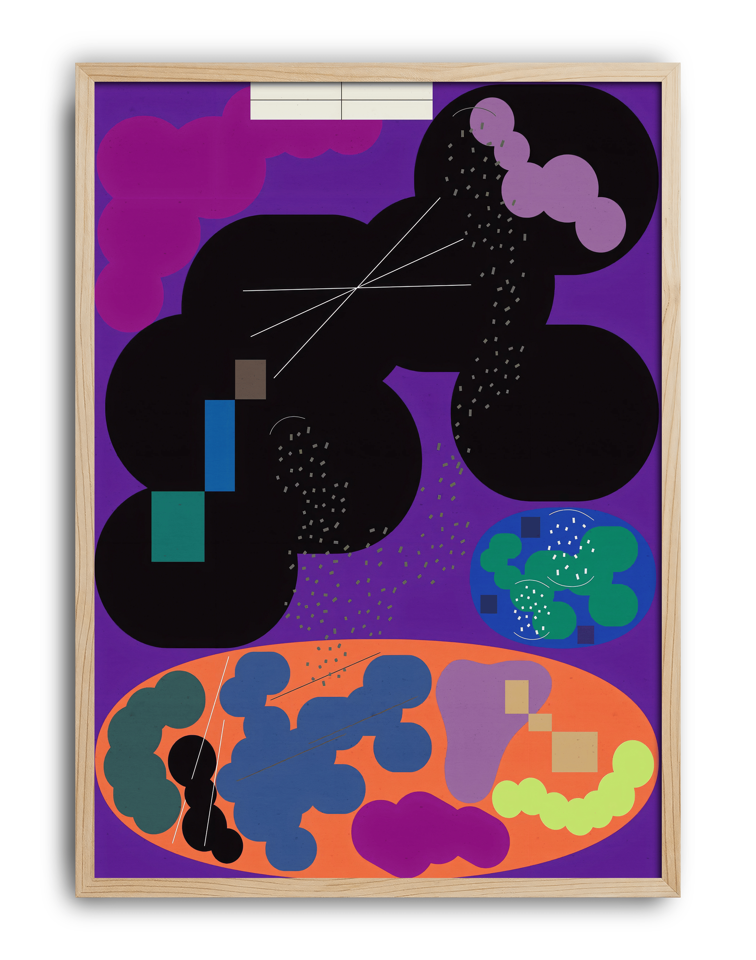 Purple Orbit Modern Duvar Tablosu – Mor Zeminli Abstract Kozmik Poster