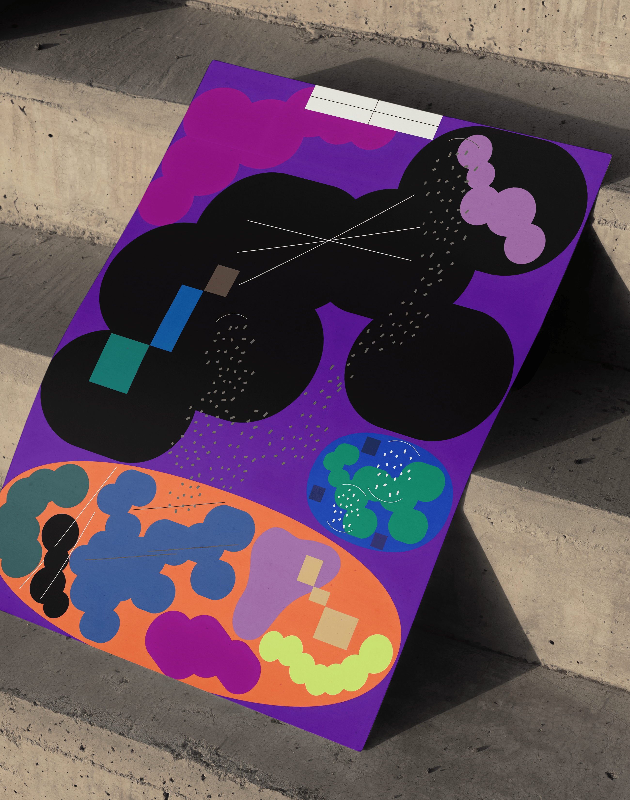 Purple Orbit Modern Duvar Tablosu – Mor Zeminli Abstract Kozmik Poster