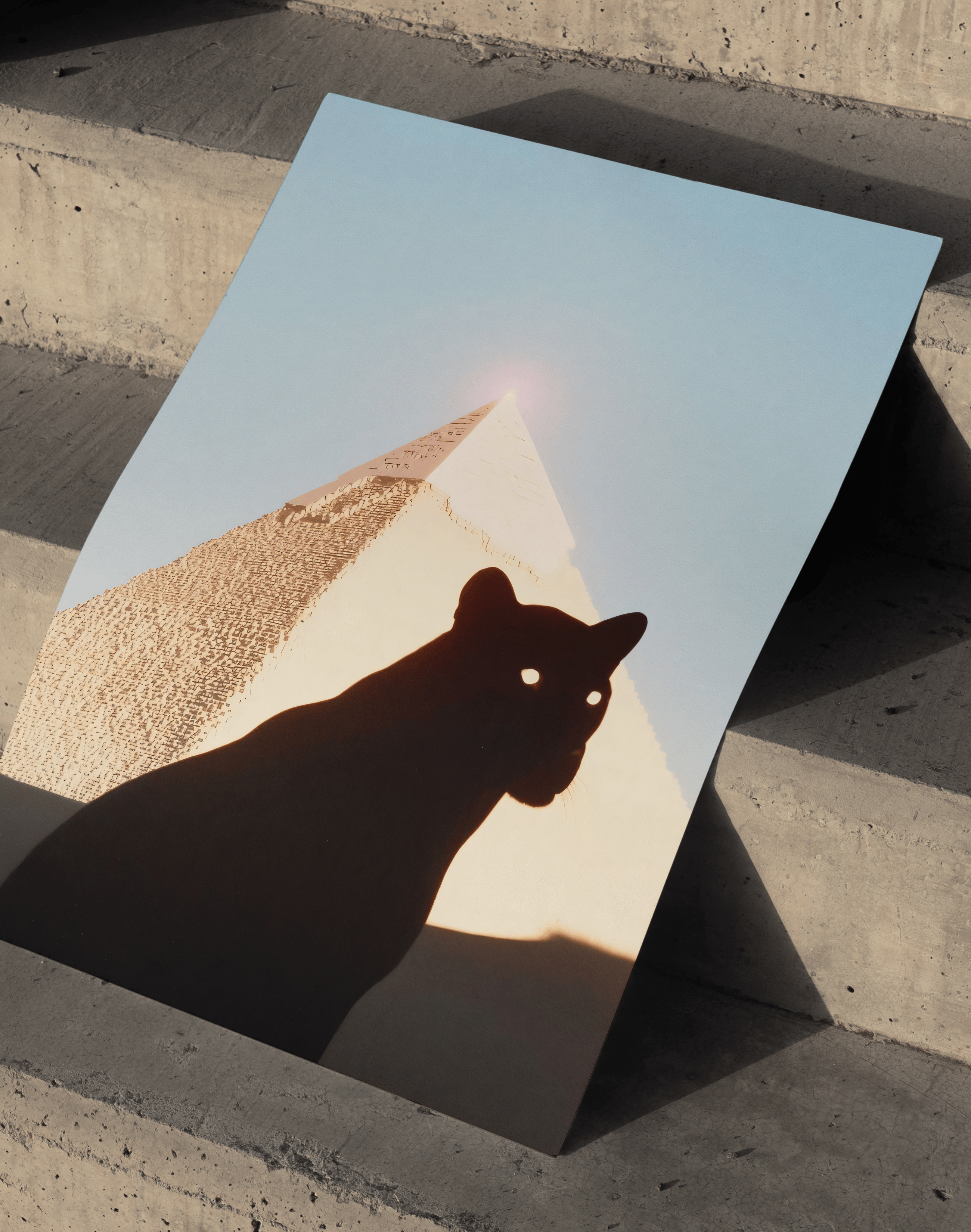 Pyramid Panther Modern Duvar Tablosu – Siyah Panter ve Piramit Poster