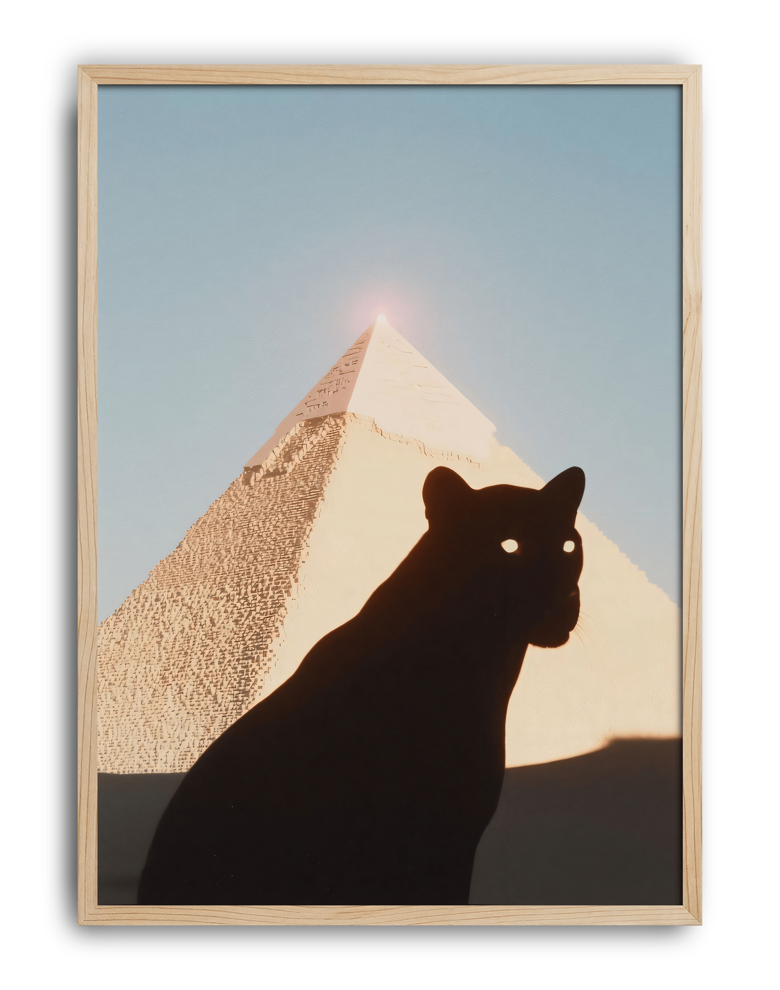 Pyramid Panther Modern Duvar Tablosu – Siyah Panter ve Piramit Poster