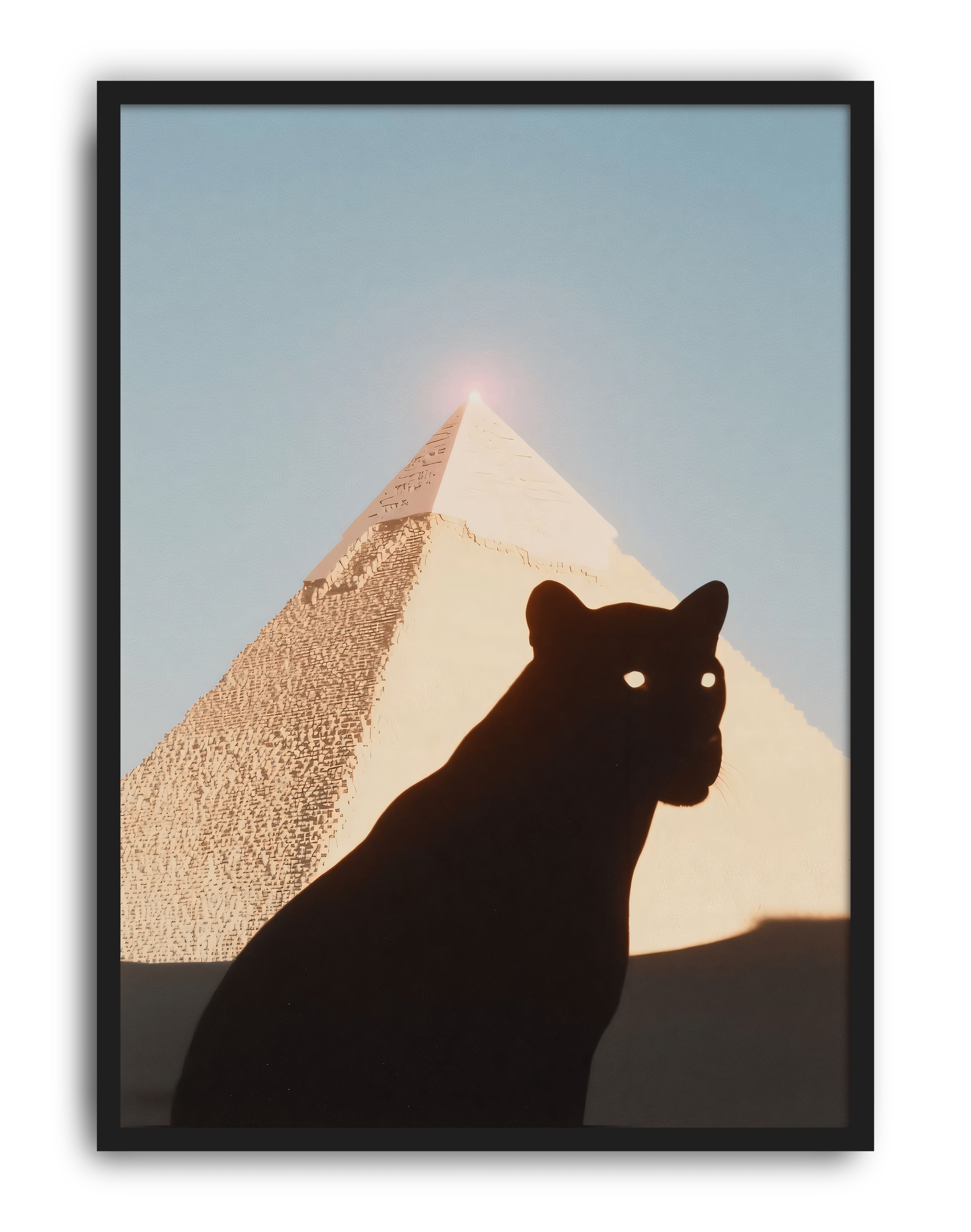 Pyramid Panther Modern Duvar Tablosu – Siyah Panter ve Piramit Poster