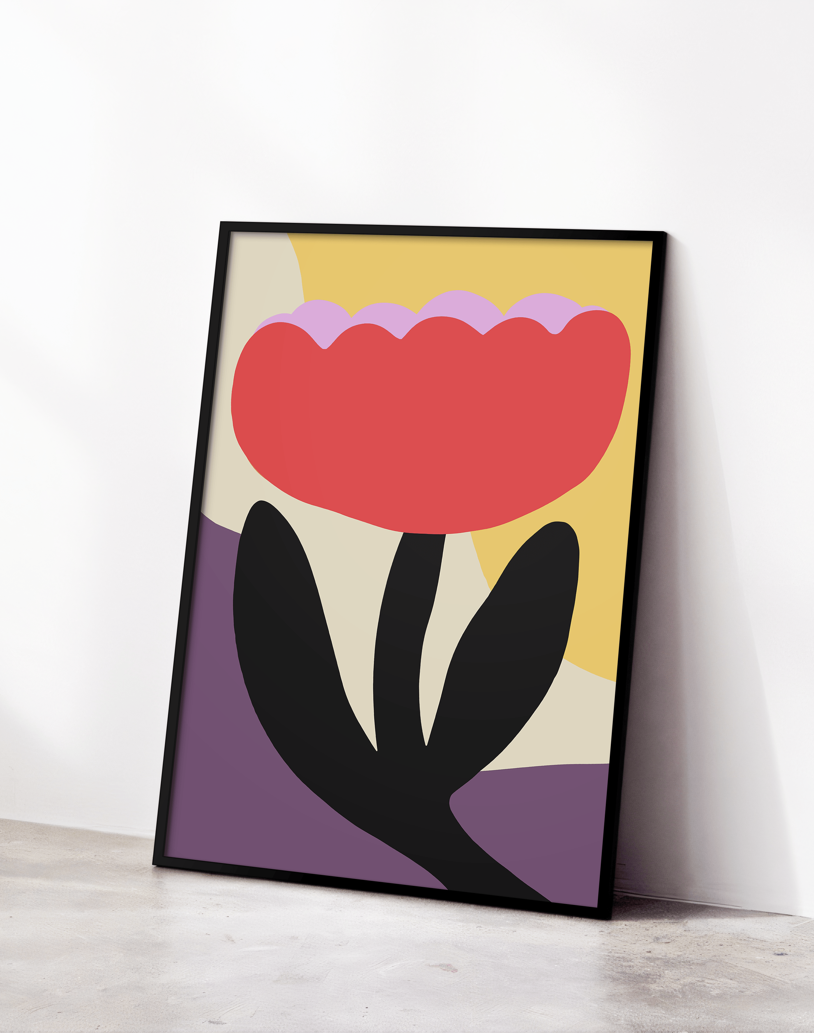 Red Bloom Kırmızı Mor Soyut Çiçek Duvar Tablosu