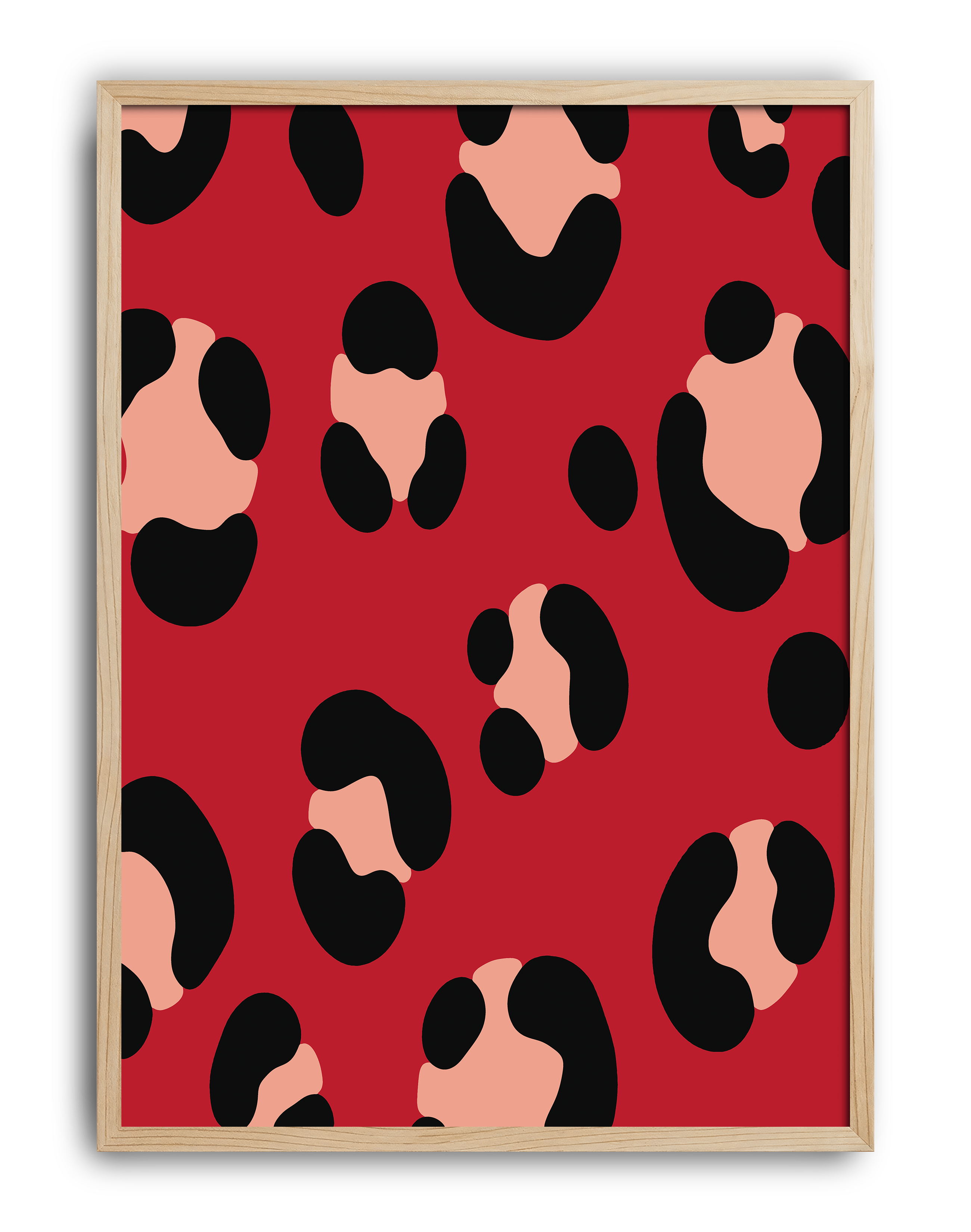 Red Leopard Modern Duvar Tablosu – Kırmızı Siyah Desenli Poster