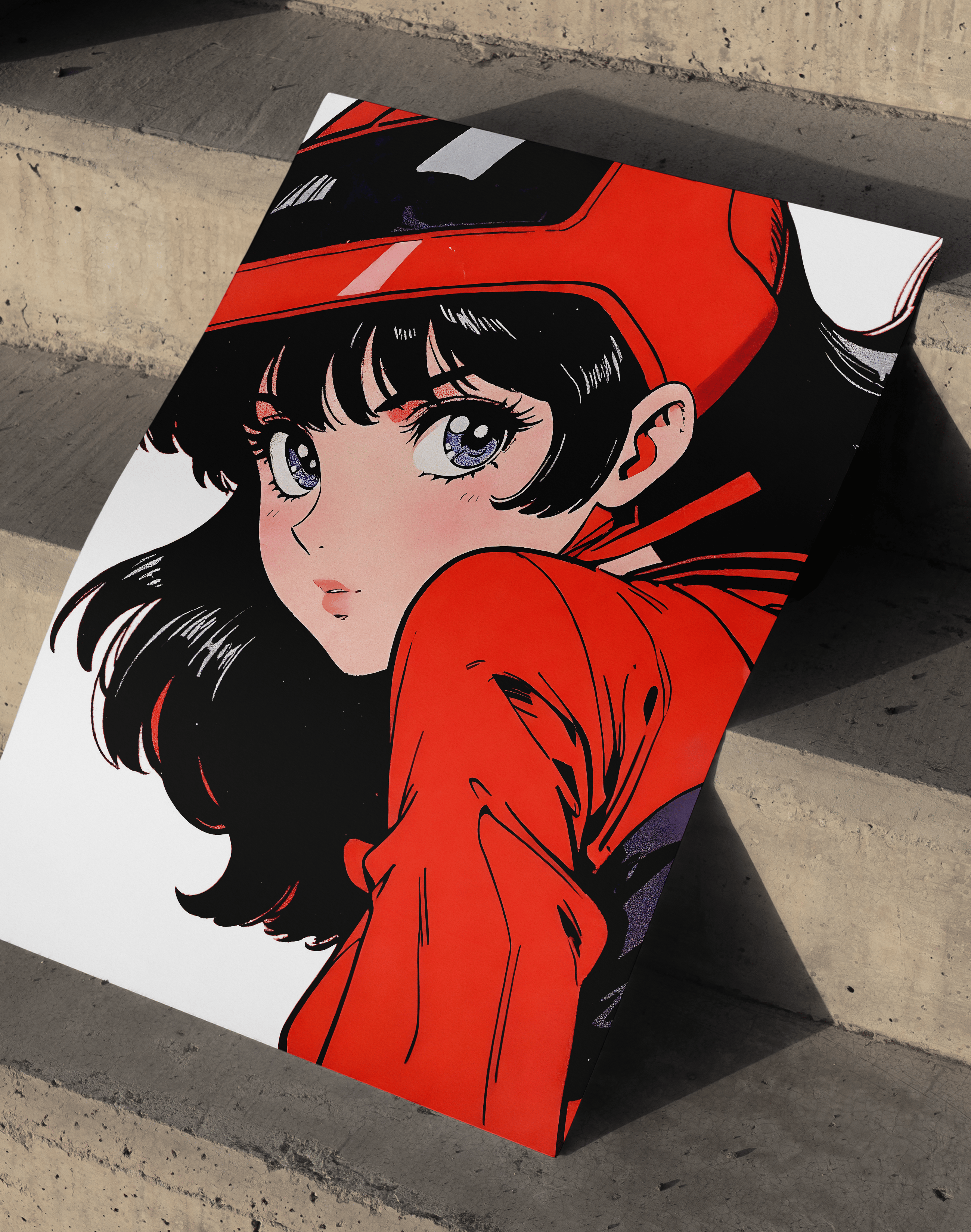 Red Rider Modern Duvar Tablosu – Kırmızı Anime Figüratif Poster