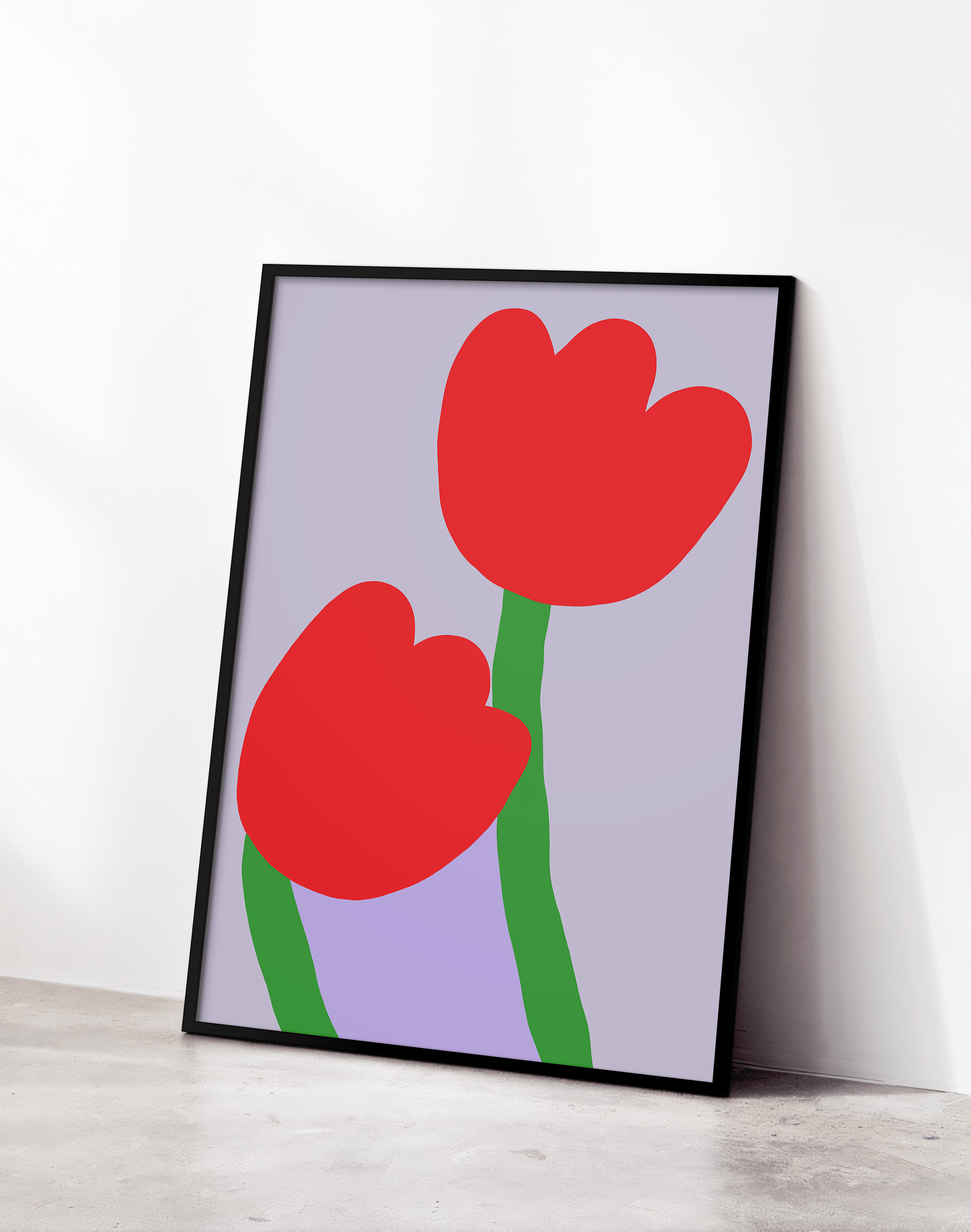 Red Tulip Kırmızı Lila Minimal Çiçek Duvar Tablosu